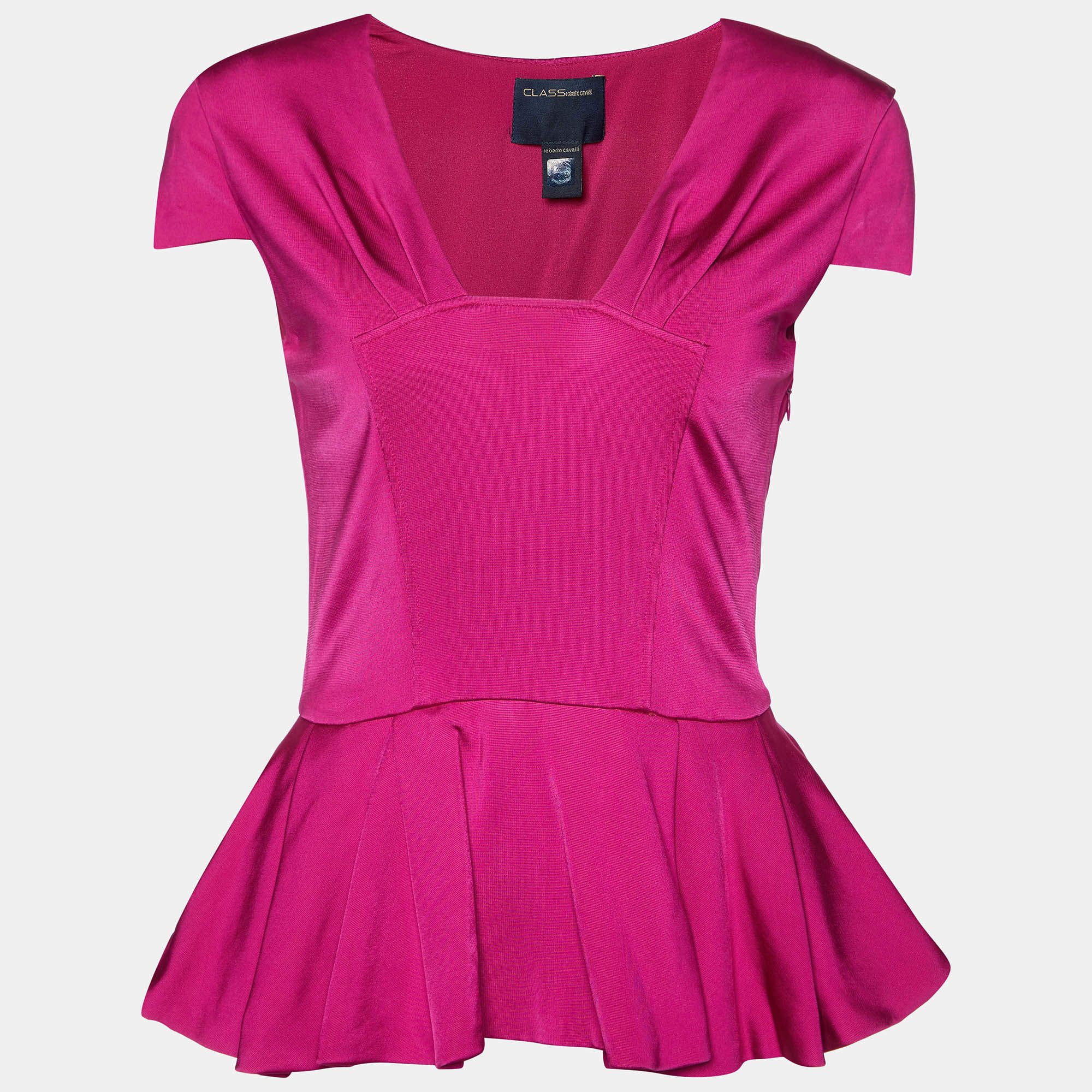 Class by Roberto Cavalli Pink Jersey Peplum Top M