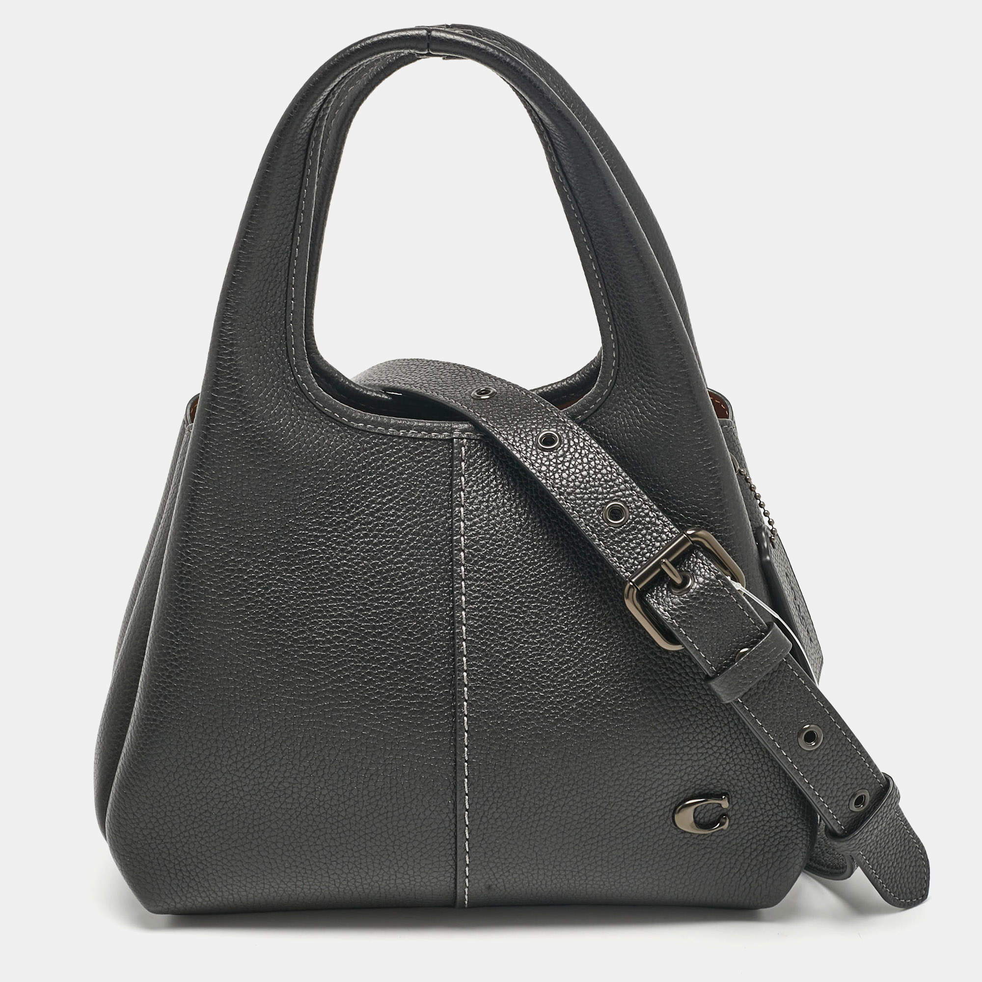 Pre Owned Coach Black Leather Lana 23 Bucket Bag