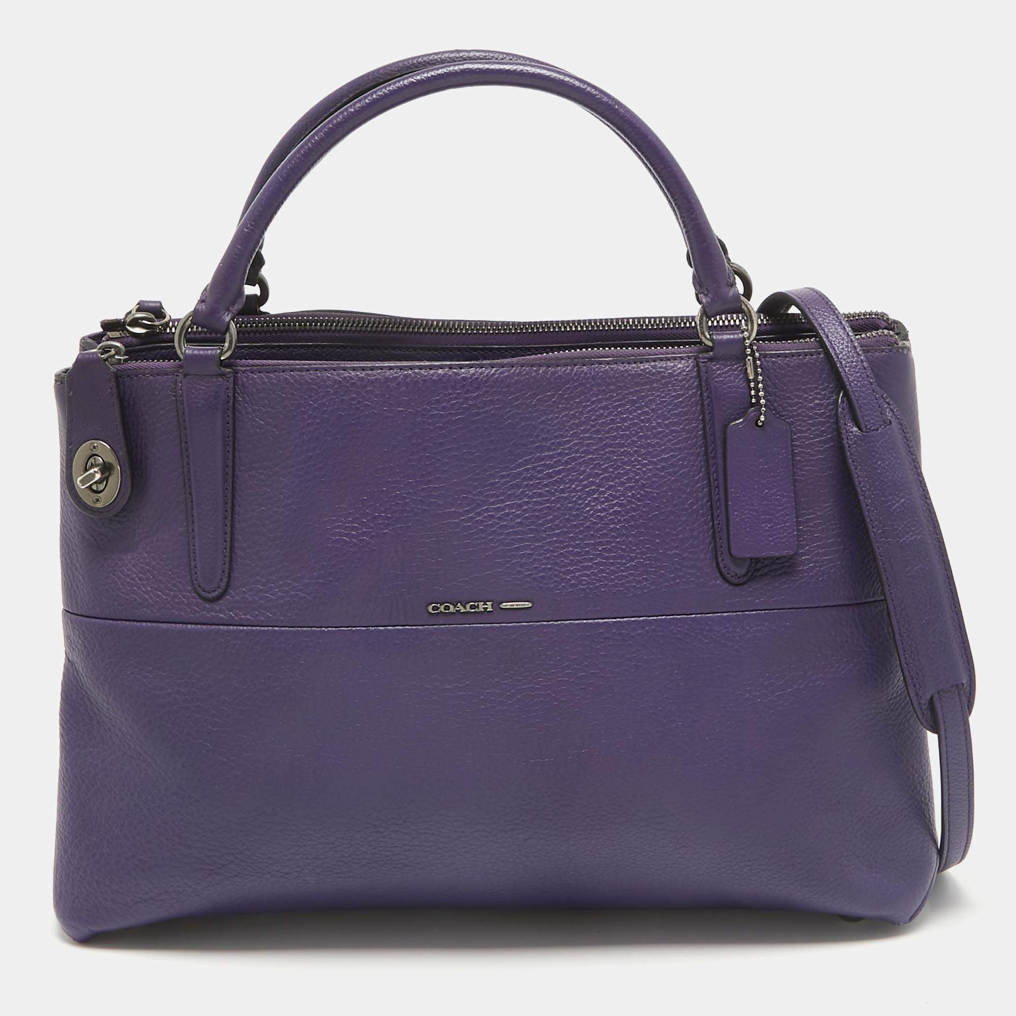 Coach Purple Leather Large Borough Tote