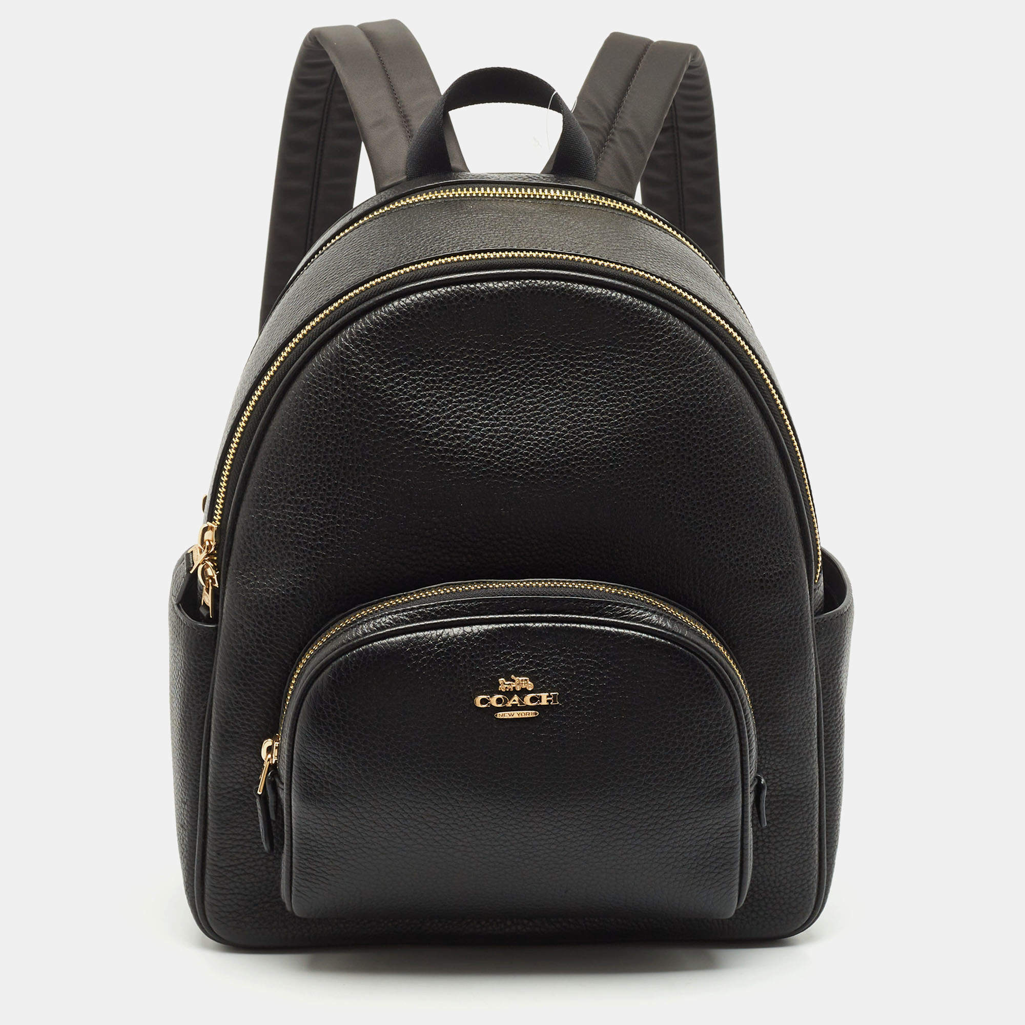 Pre Owned Coach Black Leather Court Backpack
