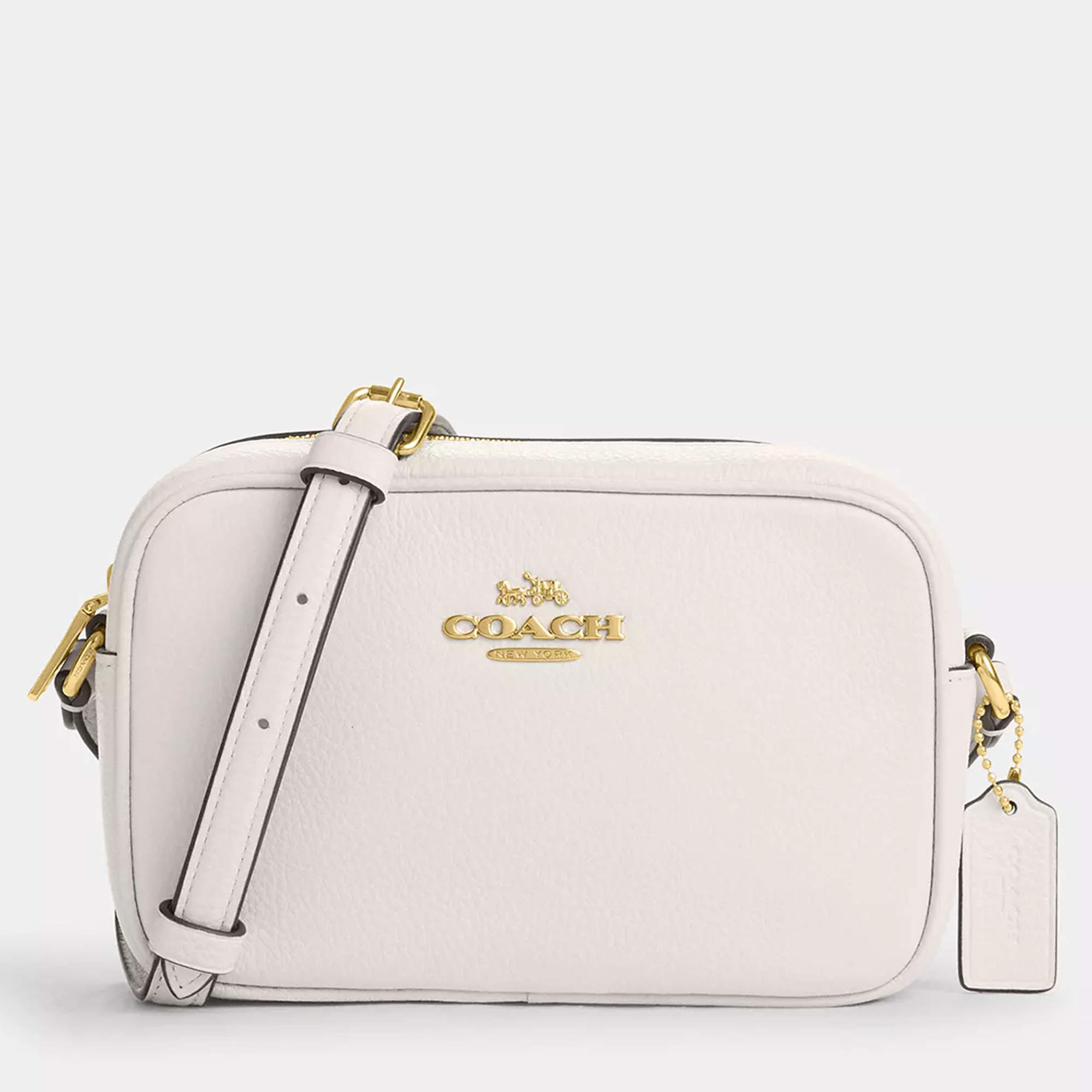 Pre Owned Coach Mini jamie White Leather Signature Canvas Camera Bag