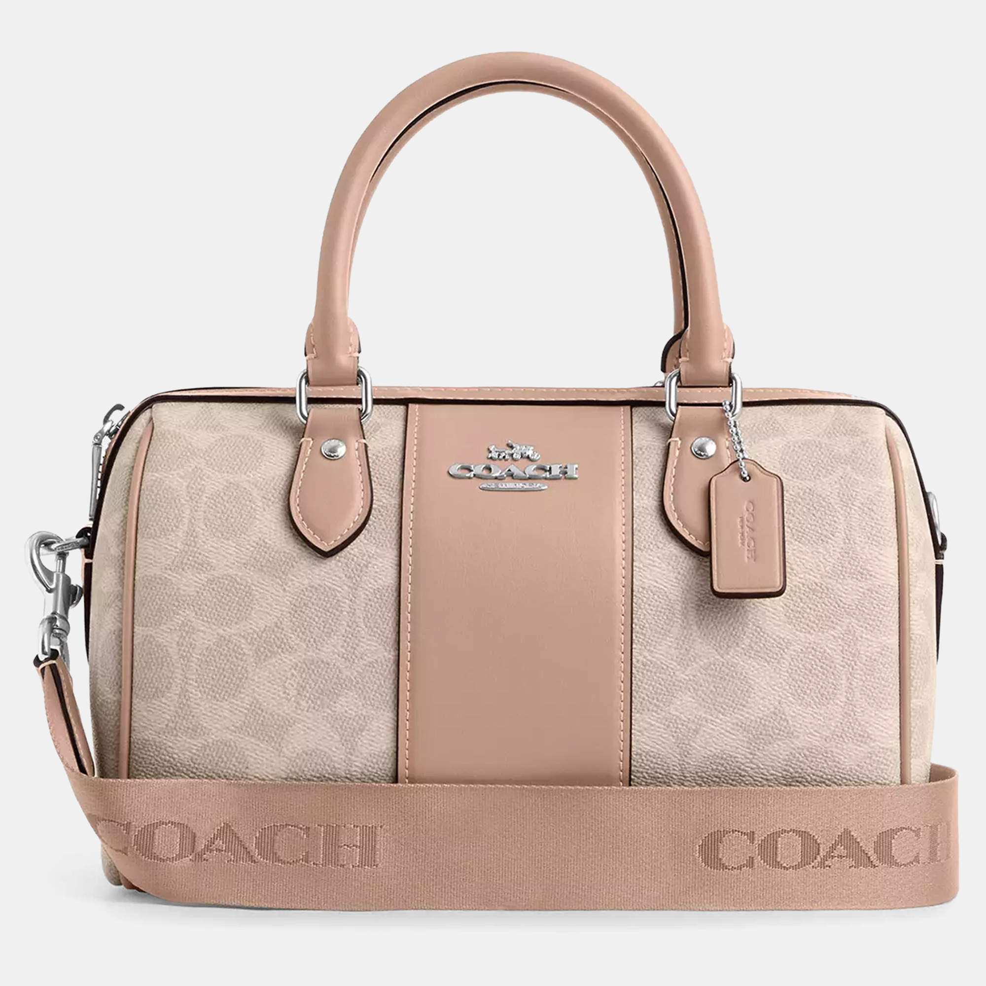 Pre Owned Coach Rowan signature canvas Gold Tan Brown Handbag