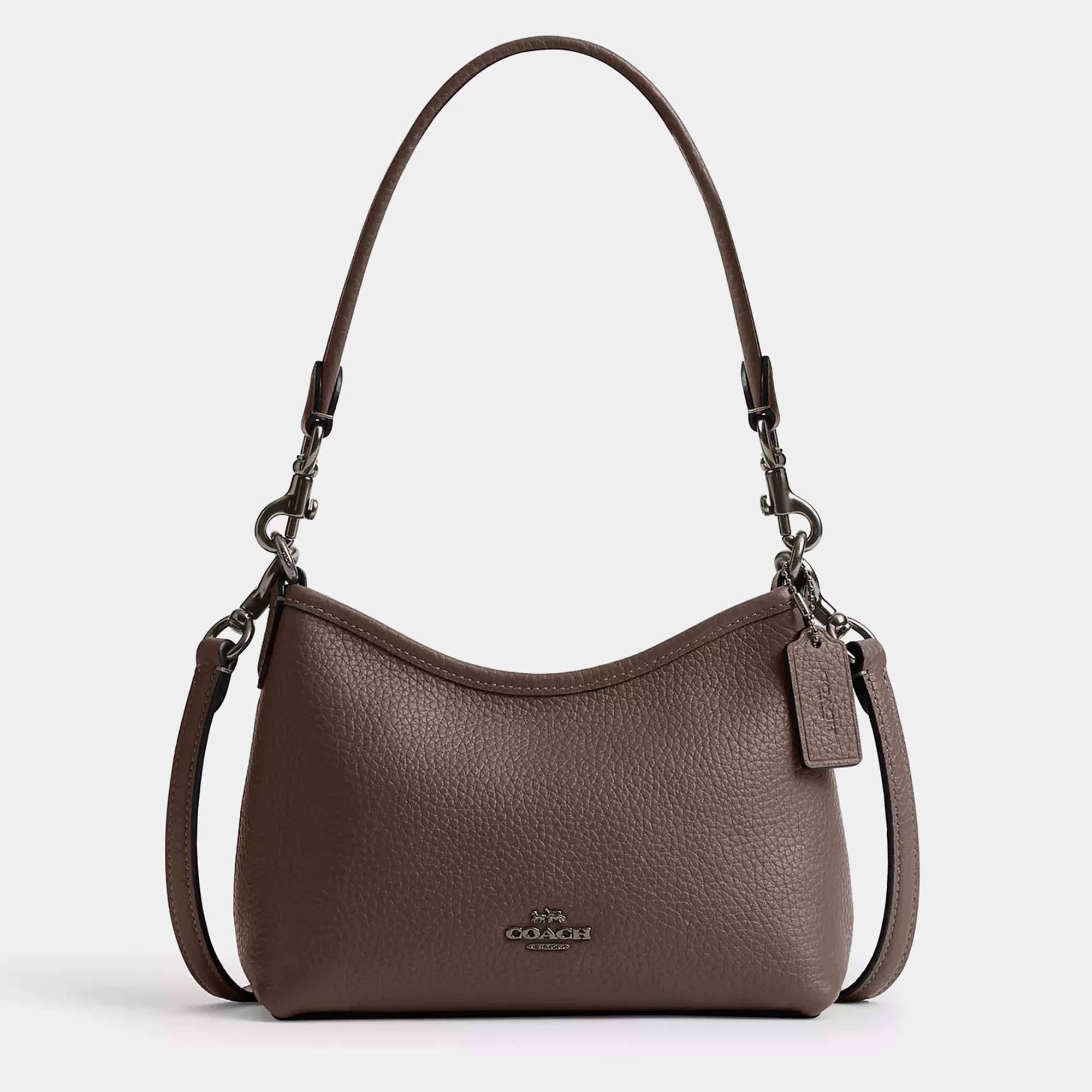 Pre Owned Coach Laurel small Dark Stone Leather Shoulder bag