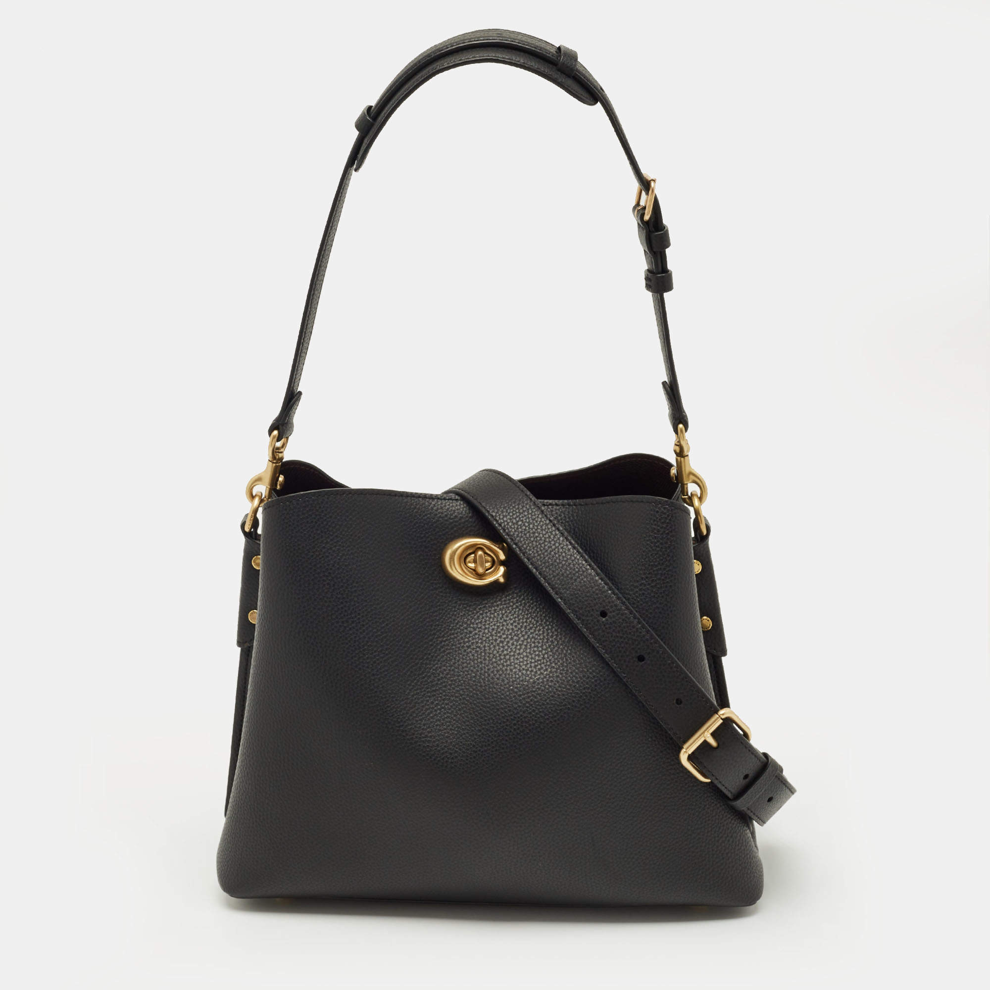Pre Owned Coach Black Leather Willow Soft Bucket Bag