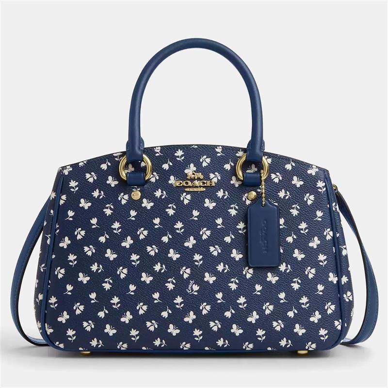 مملوكة مسبقًا Coach Savannah Small Floral Print Blue Leather Carryall Bag