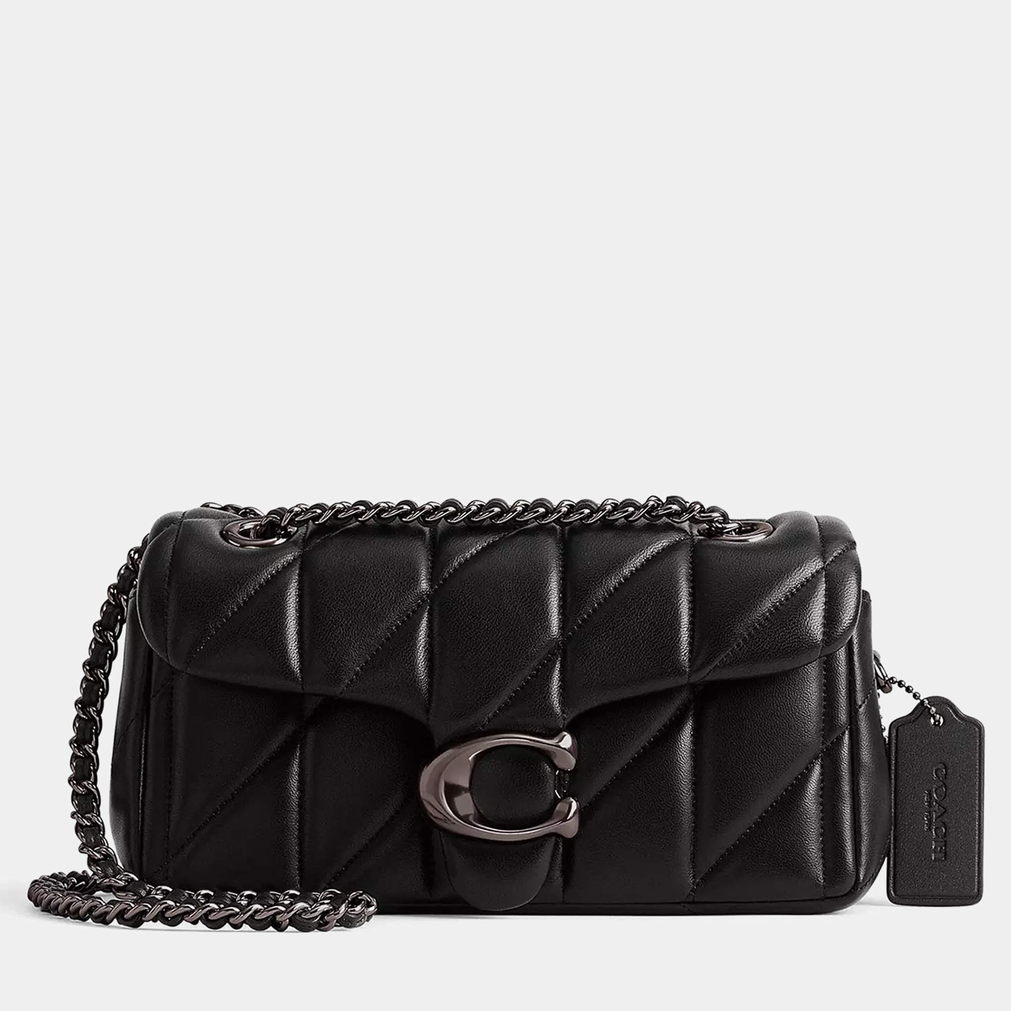 مملوكة مسبقًا حقيبة كروس كوتش تابى 20 بتطريز جلدي أسود بوسادة