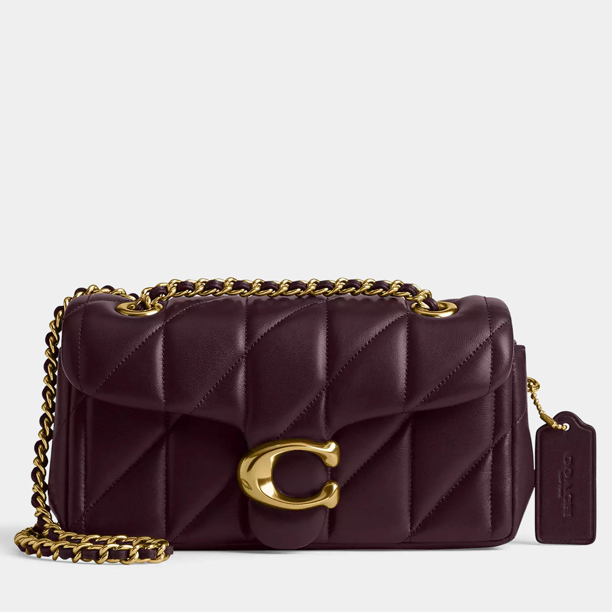 Pre Owned حقائب كتف كوتش تاببي 20 وسادة مبطنة جلد بالكورانت الأسود