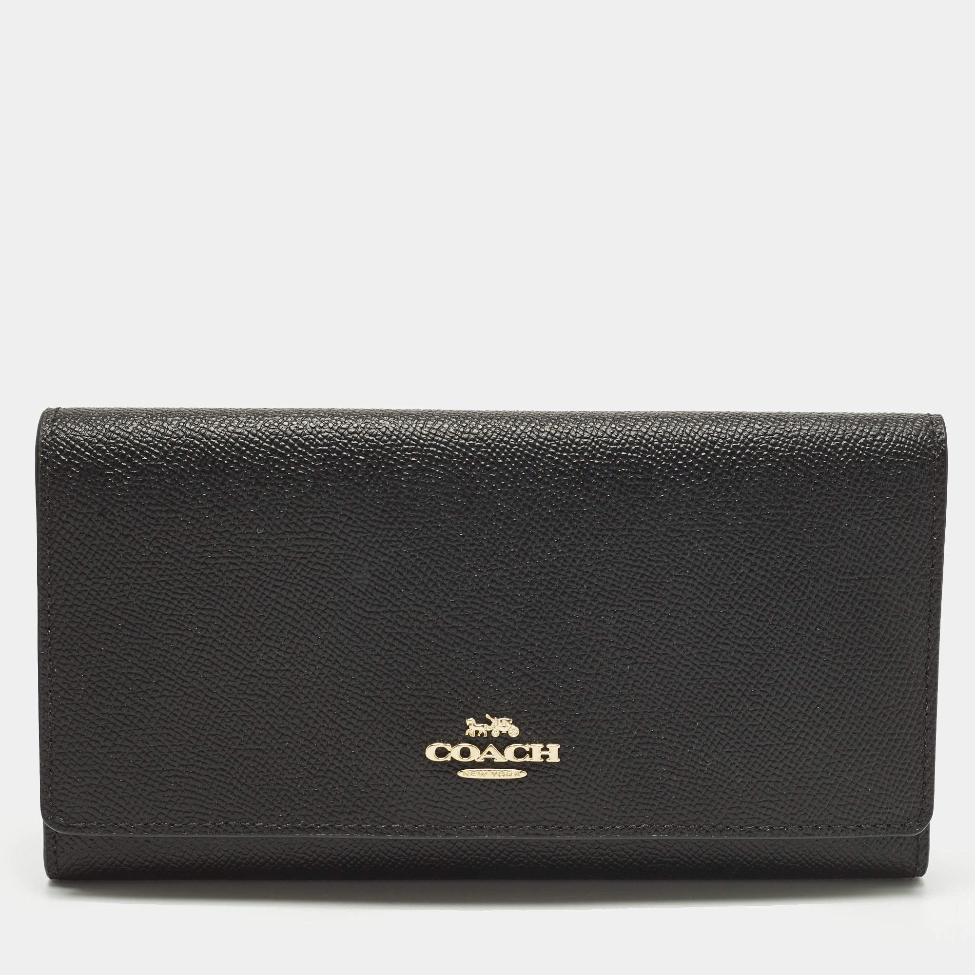 مملوكة مسبقًا Coach Black Leather Slim Trifold Wallet