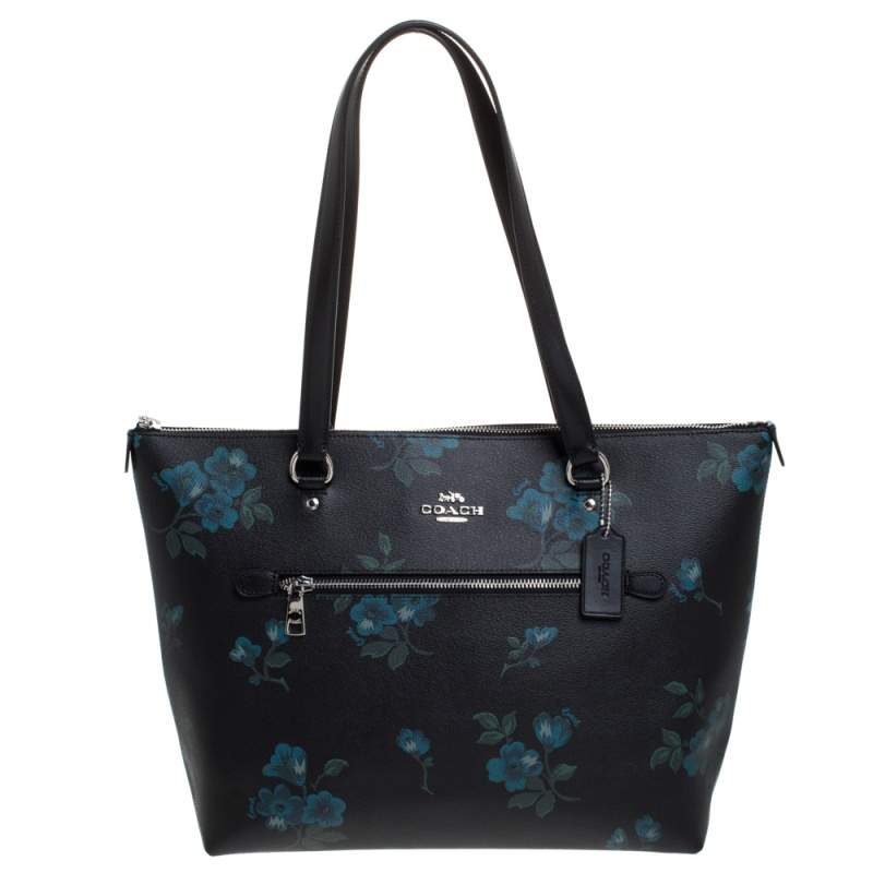 Coach Black Floral Print Coated Canvas and Leather Taylor Tote