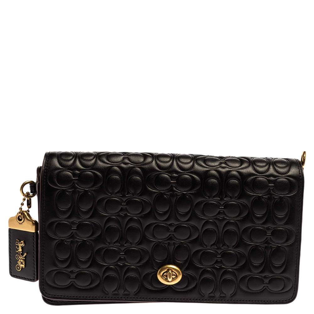 Coach Black Signature Embossed Leather Dinky Crossbody Bag Coach | The ...