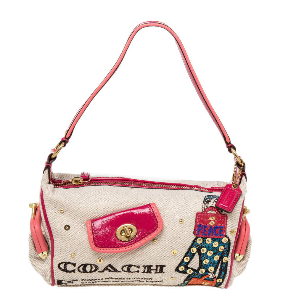 Pre Owned Coach Multicolor Bonnie Cashin Print Canvas And Leather Baguette Shoulder Bag