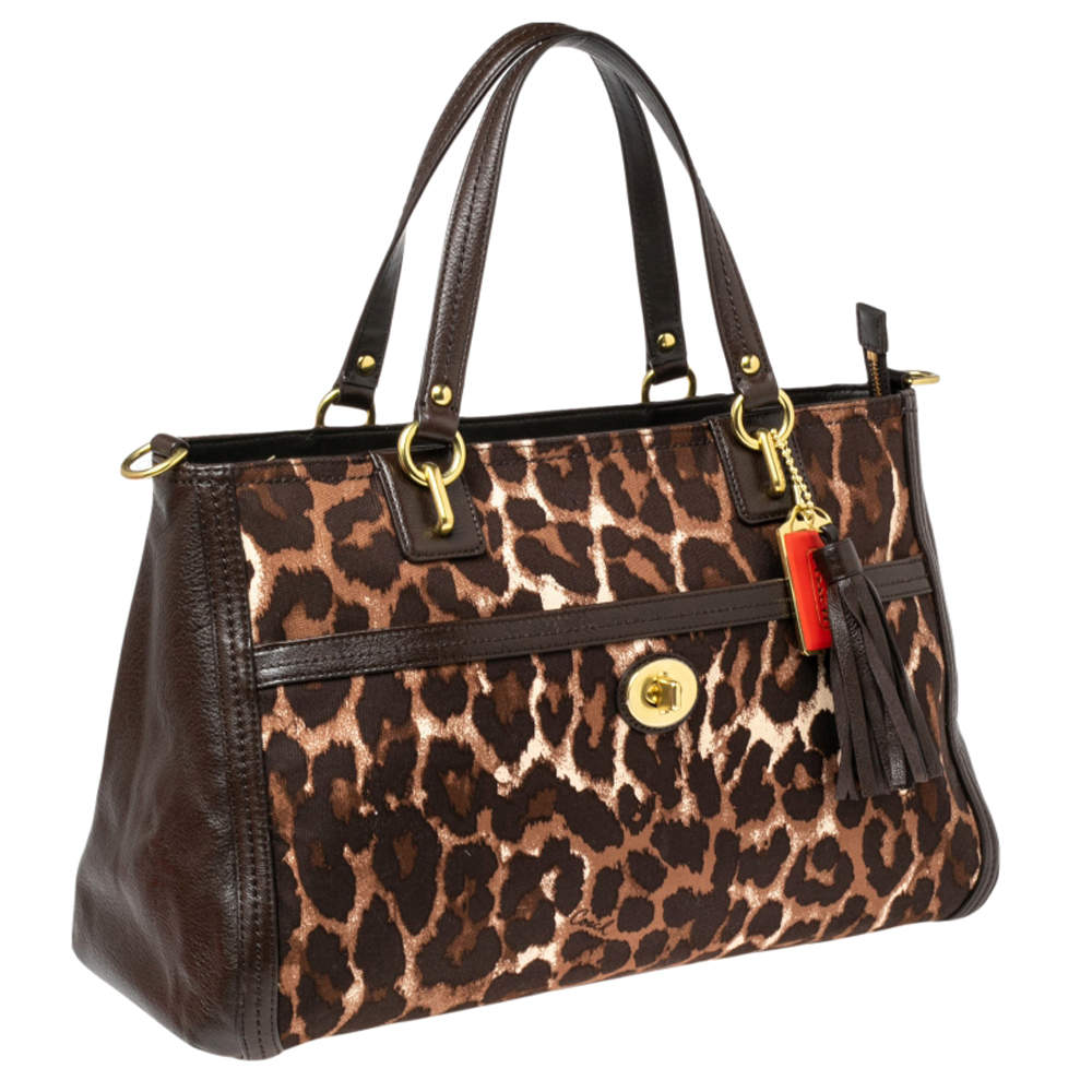 COACH® | City Tote With Leopard Print And Signature Canvas Interior