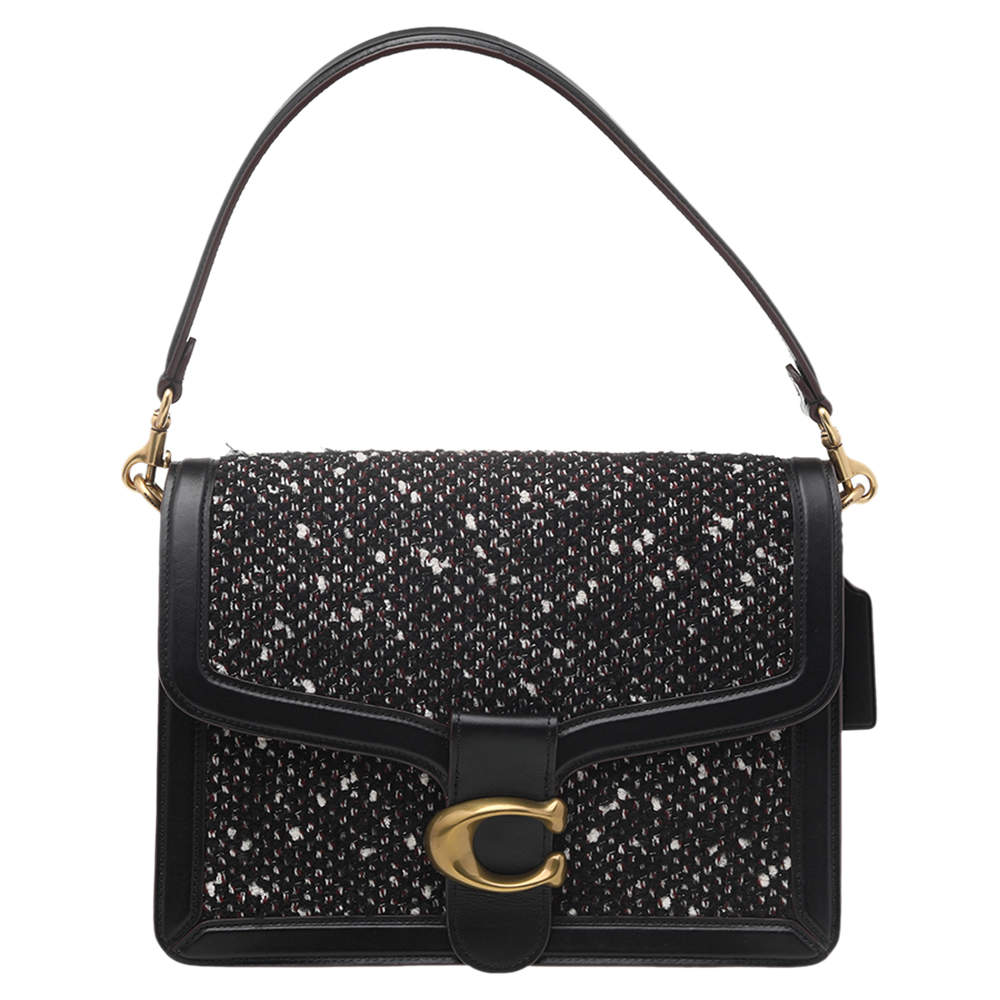 Pre Owned Coach Black Leather And Tweed Tabby Shoulder Bag
