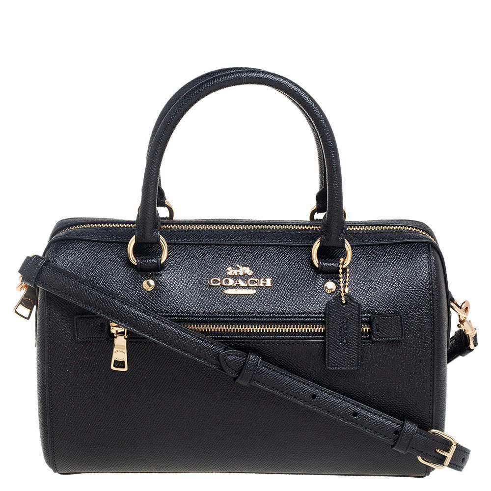 Pre Owned Coach Black Leather Rowan Boston Bag