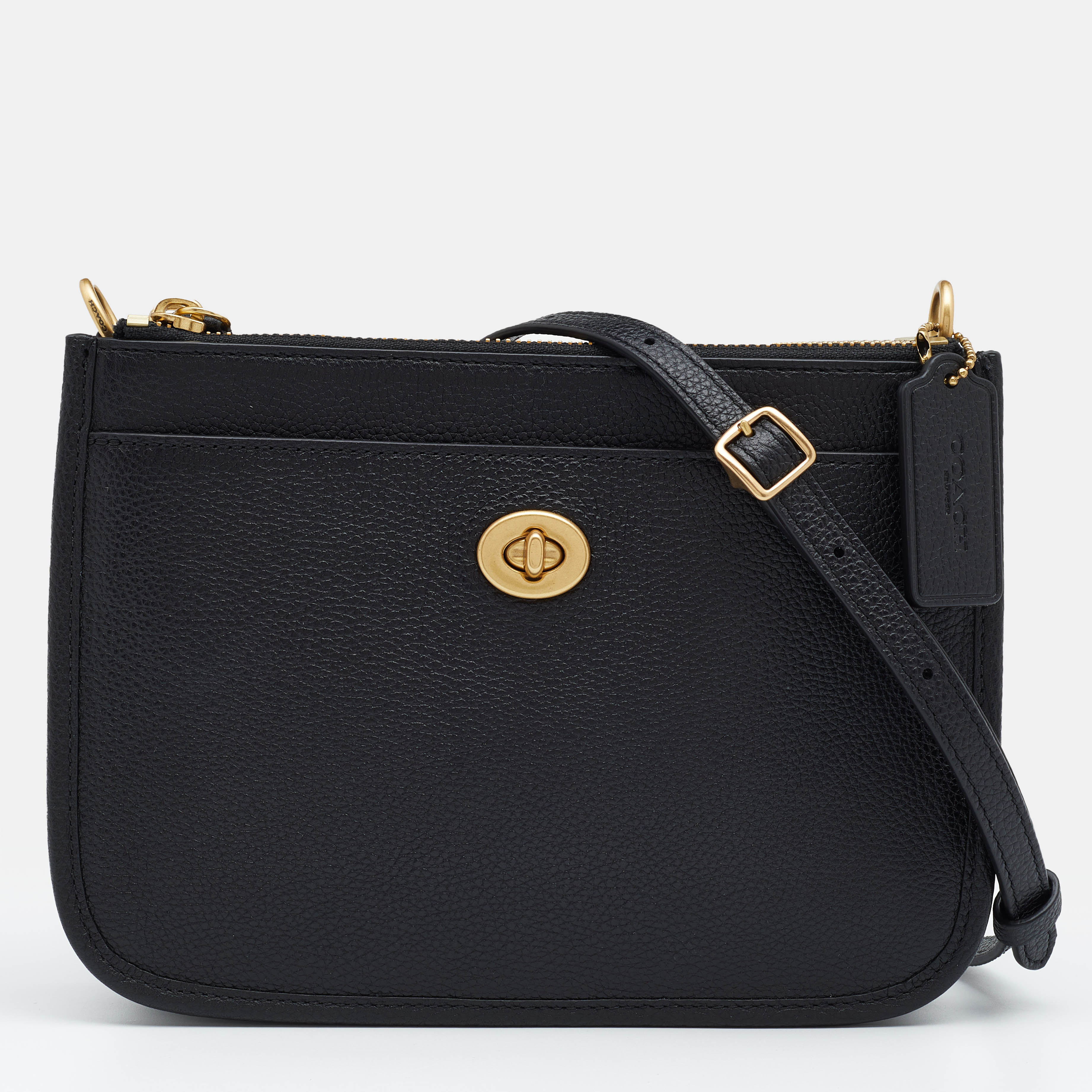 Pre Owned Coach Black Leather Shoulder Bag