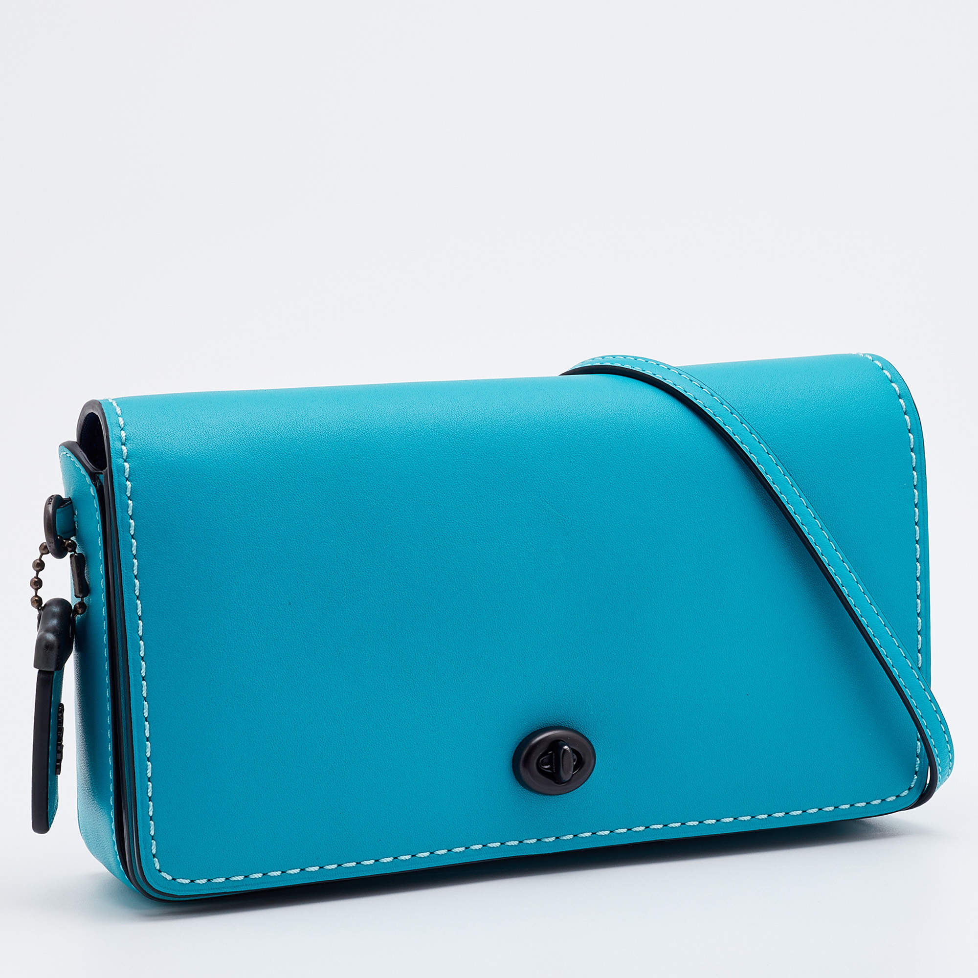 Coach Blue/Green Perforated Leather Legacy Penny Crossbody Bag
