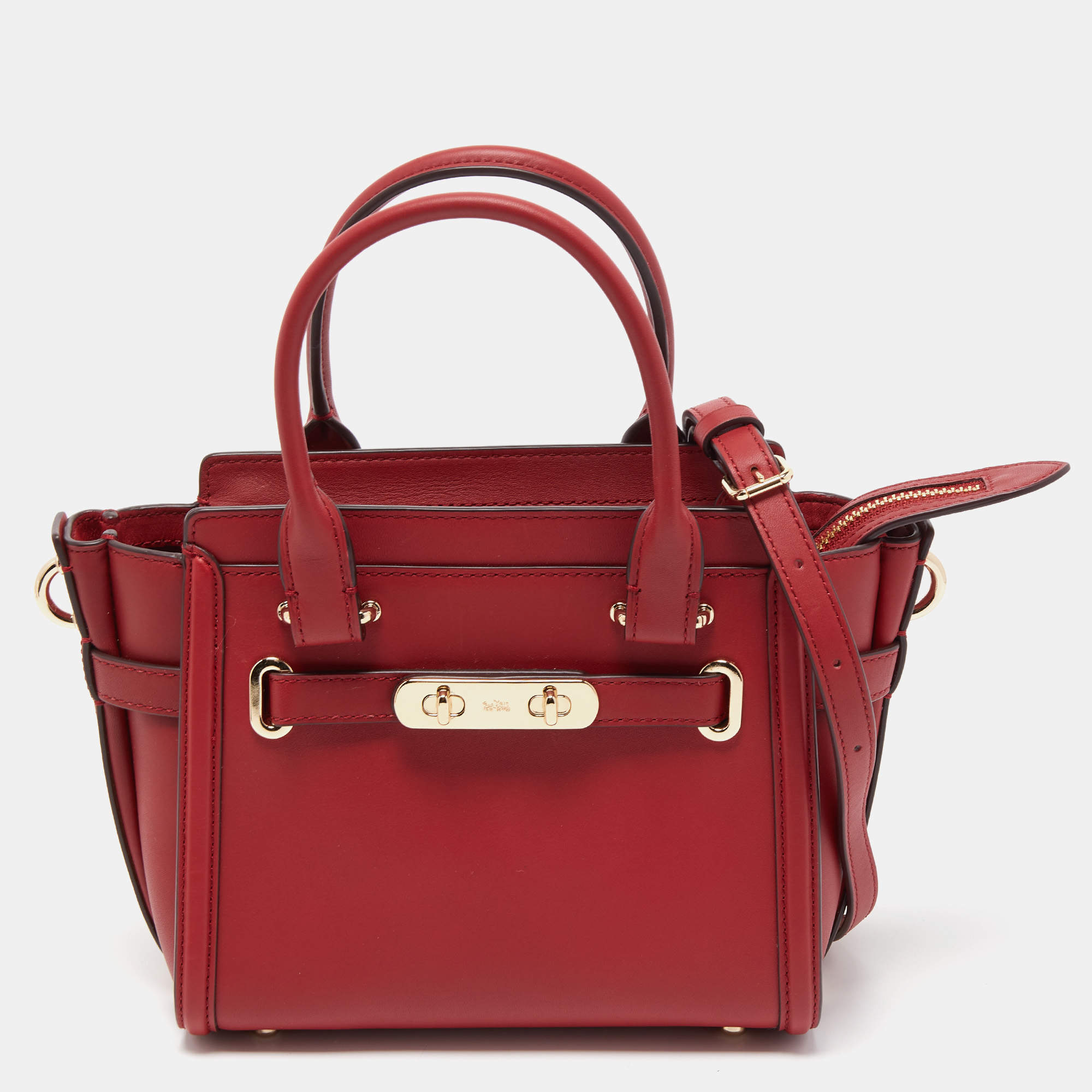 Pre Owned Coach Red Leather Swagger 20 Tote
