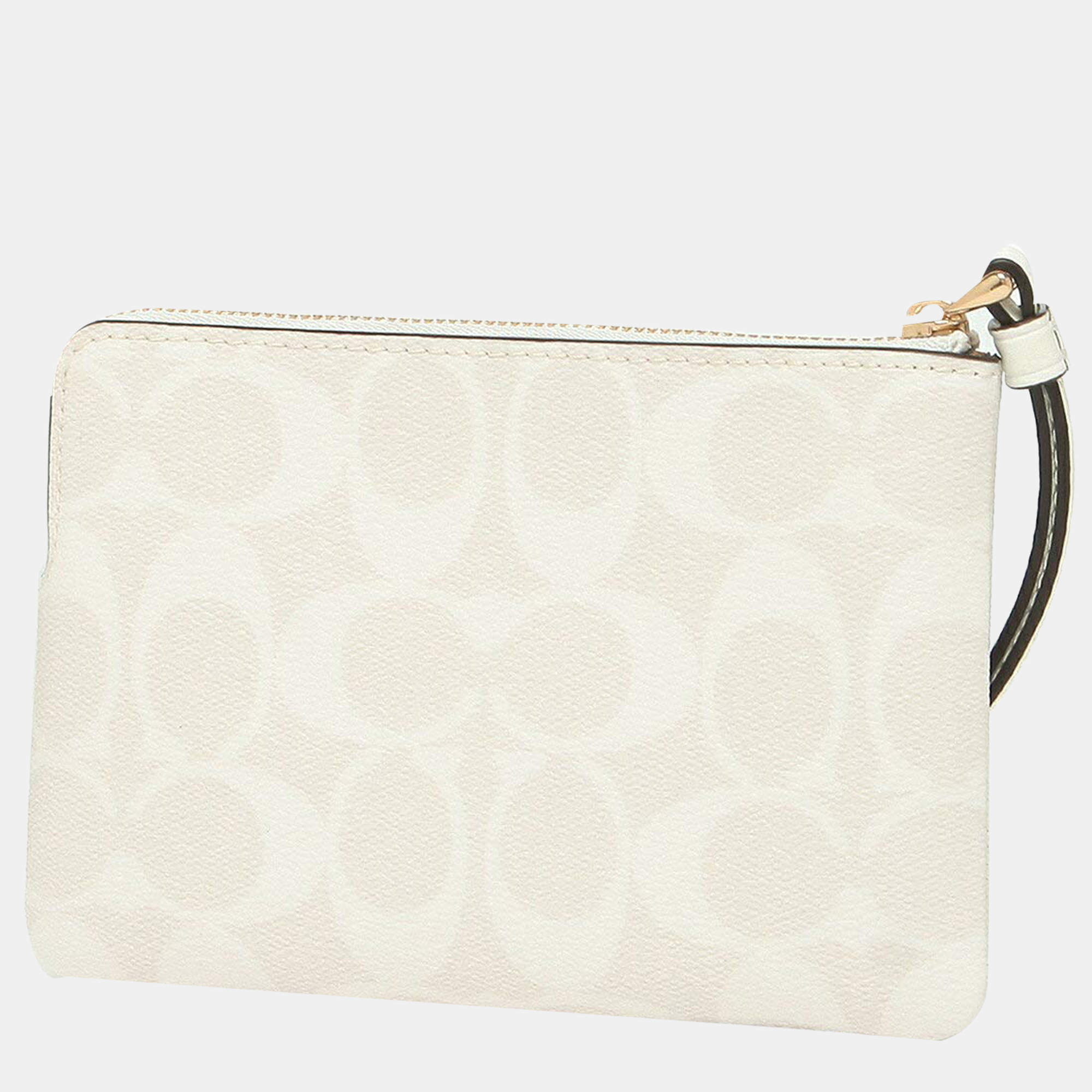 Coach White Signature Canvas Leather Wristlet Wallet Coach TLC