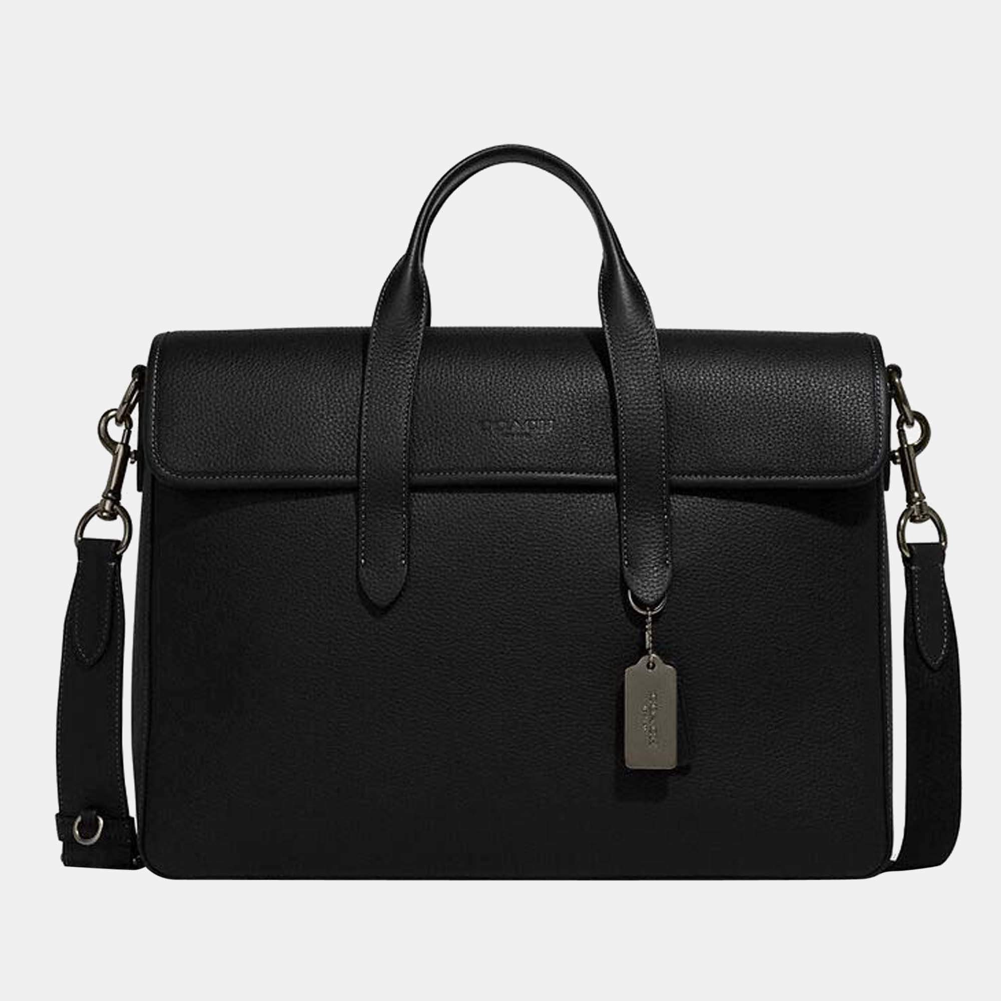 Pre Owned Coach Black - Leather - Portfolio Brief Bag