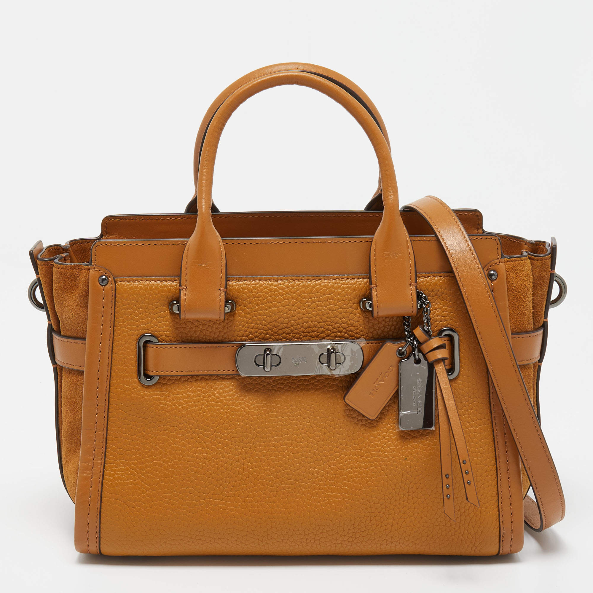 Coach Tan Leather and Suede Swagger 27 Carryall Satchel