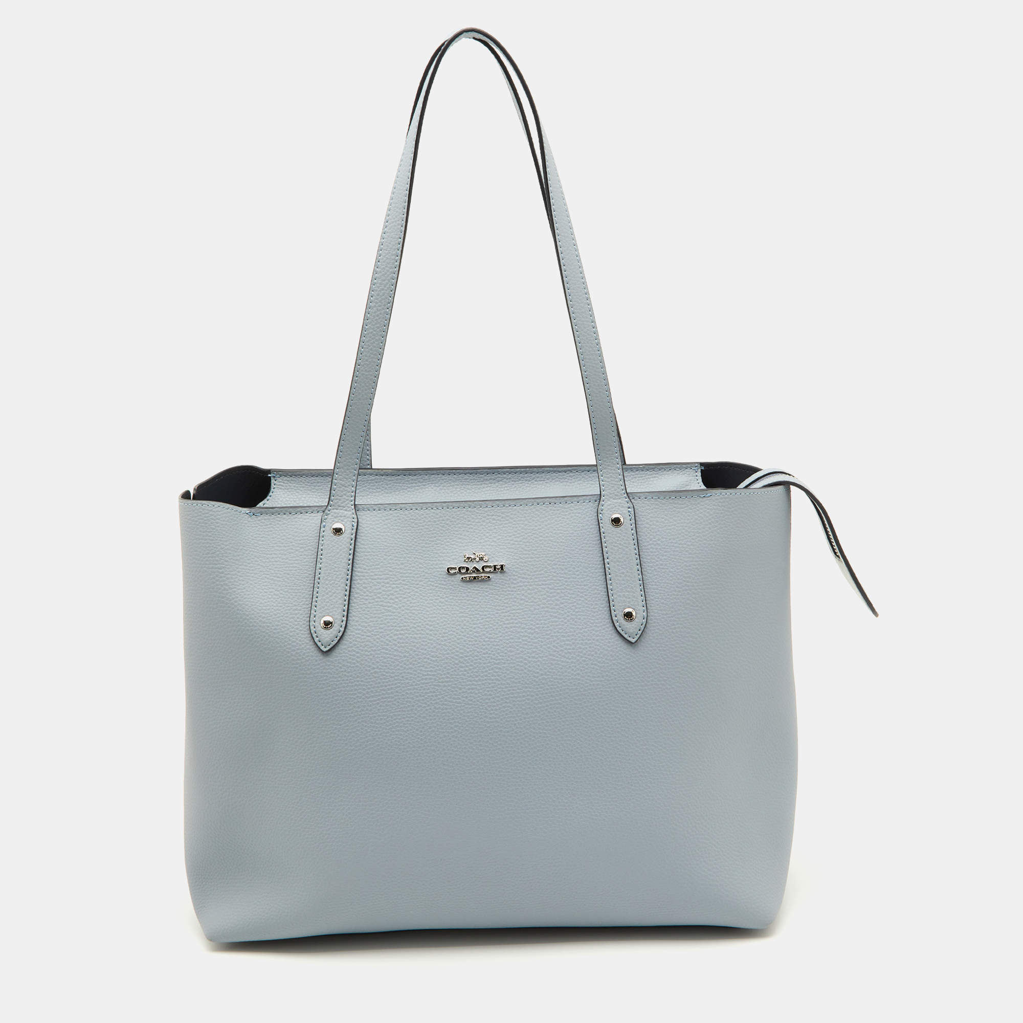 Coach Blue Leather Central Zip Shopper Tote
