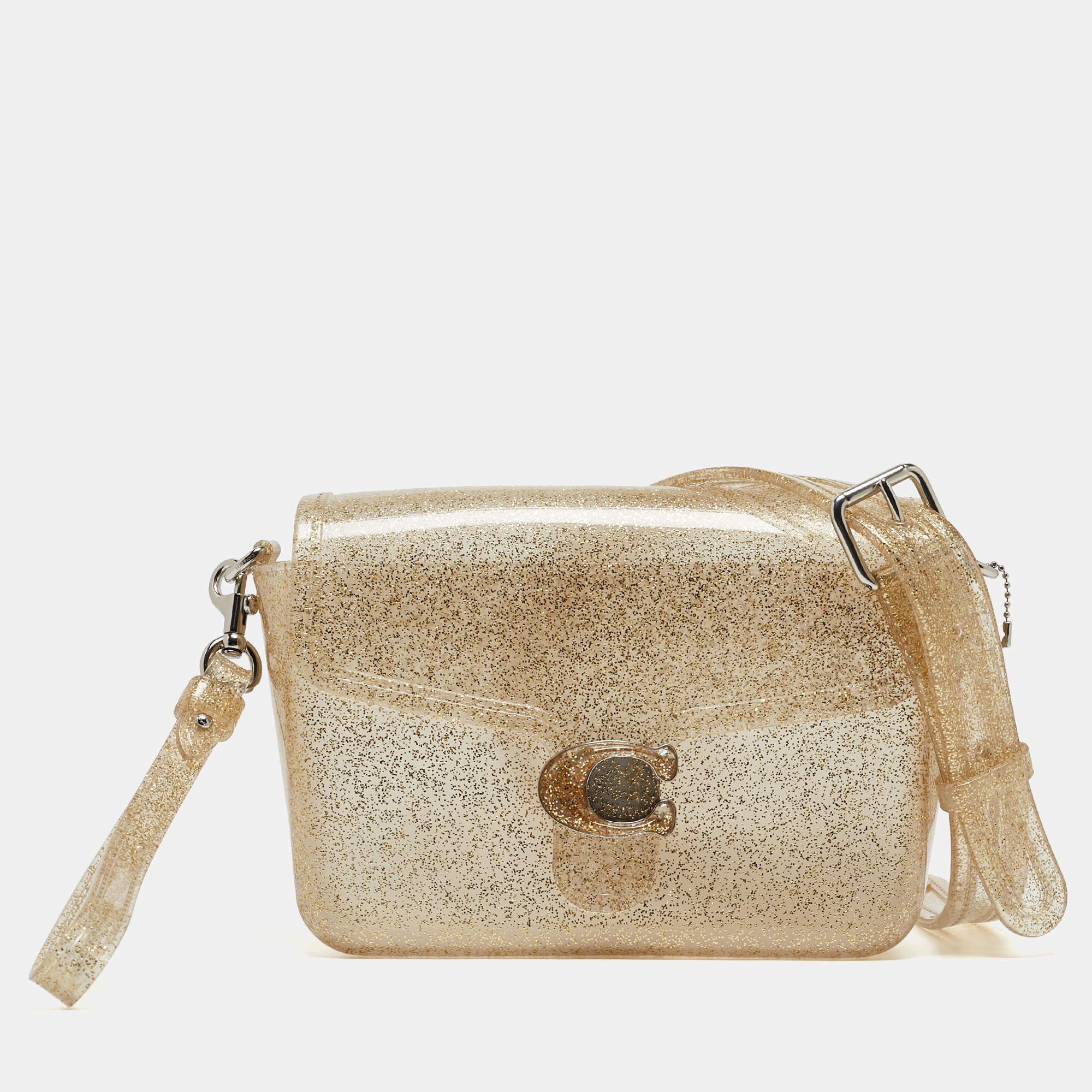 Pre Owned Coach Gold Glitter Jelly Tabby Shoulder Bag