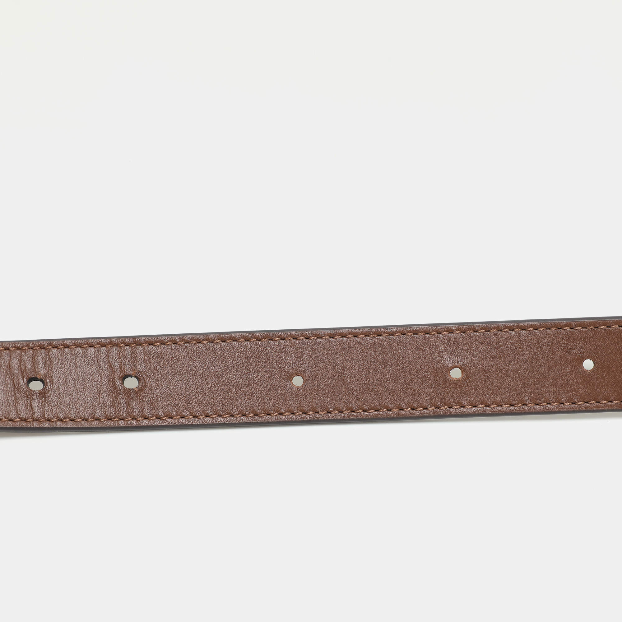 Pre Owned Coach Brown Signature Coated Canvas and Leather Buckle Belt M