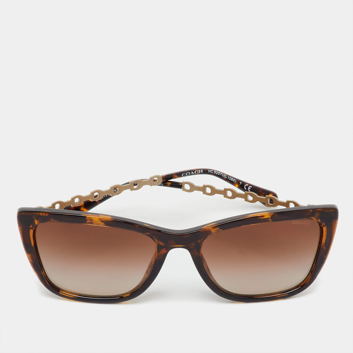 Pre Owned Coach Havana/Brown Gradient HC8257U Cat-Eye Sunglasses