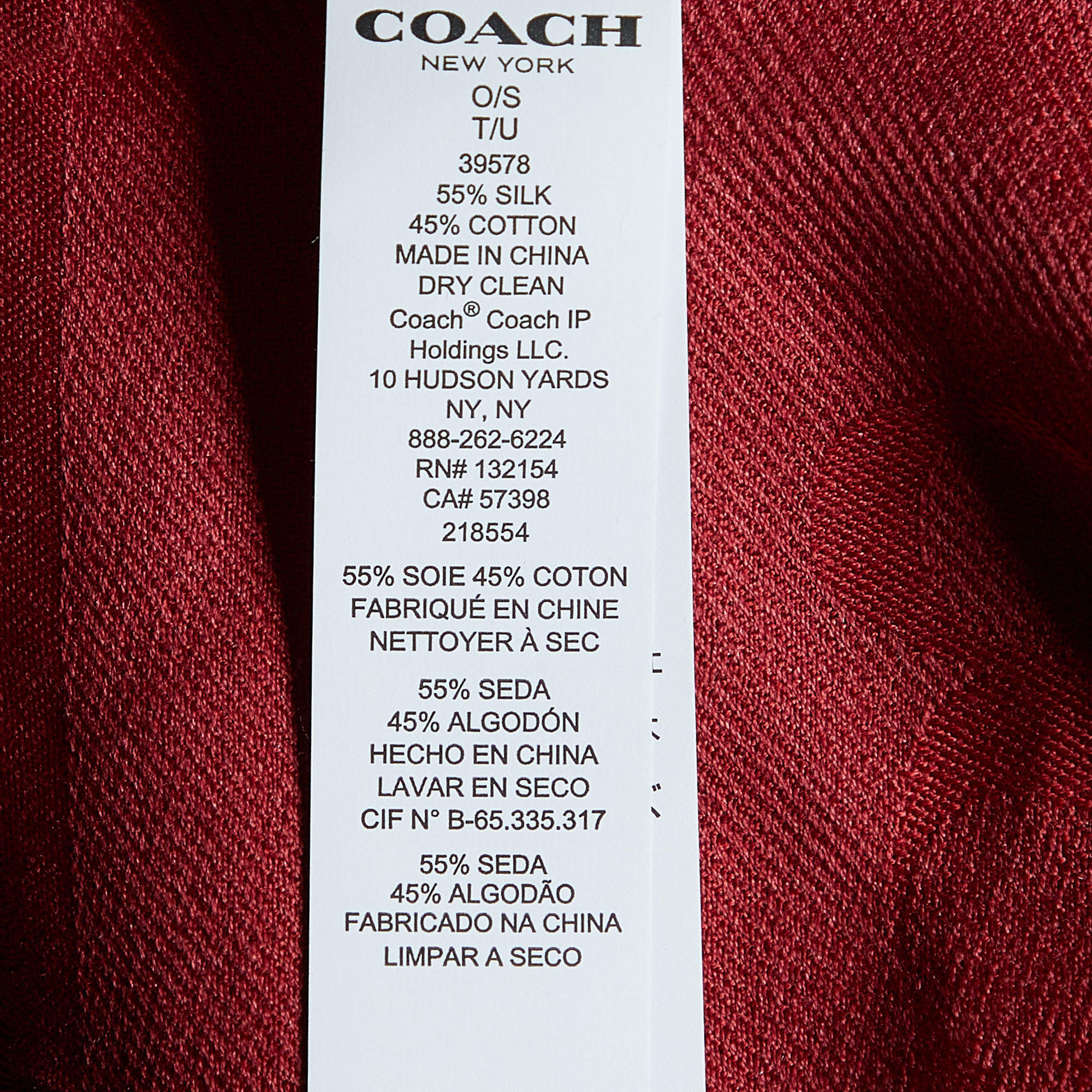 Pre Owned Coach Red Signature C Wrap Cotton & Silk Scarf