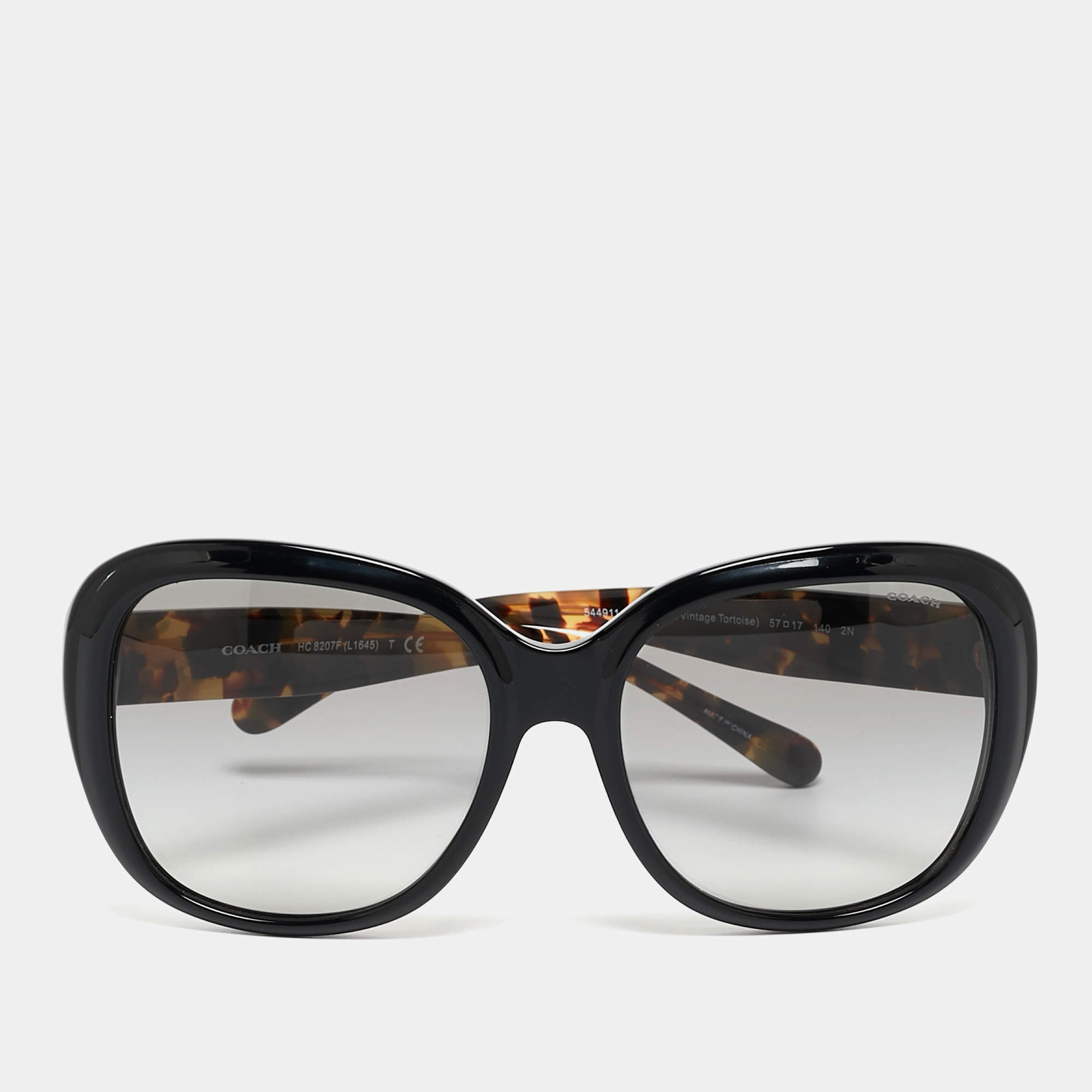 Coach Black/Dark Vintage Tortoise Round Sunglasses