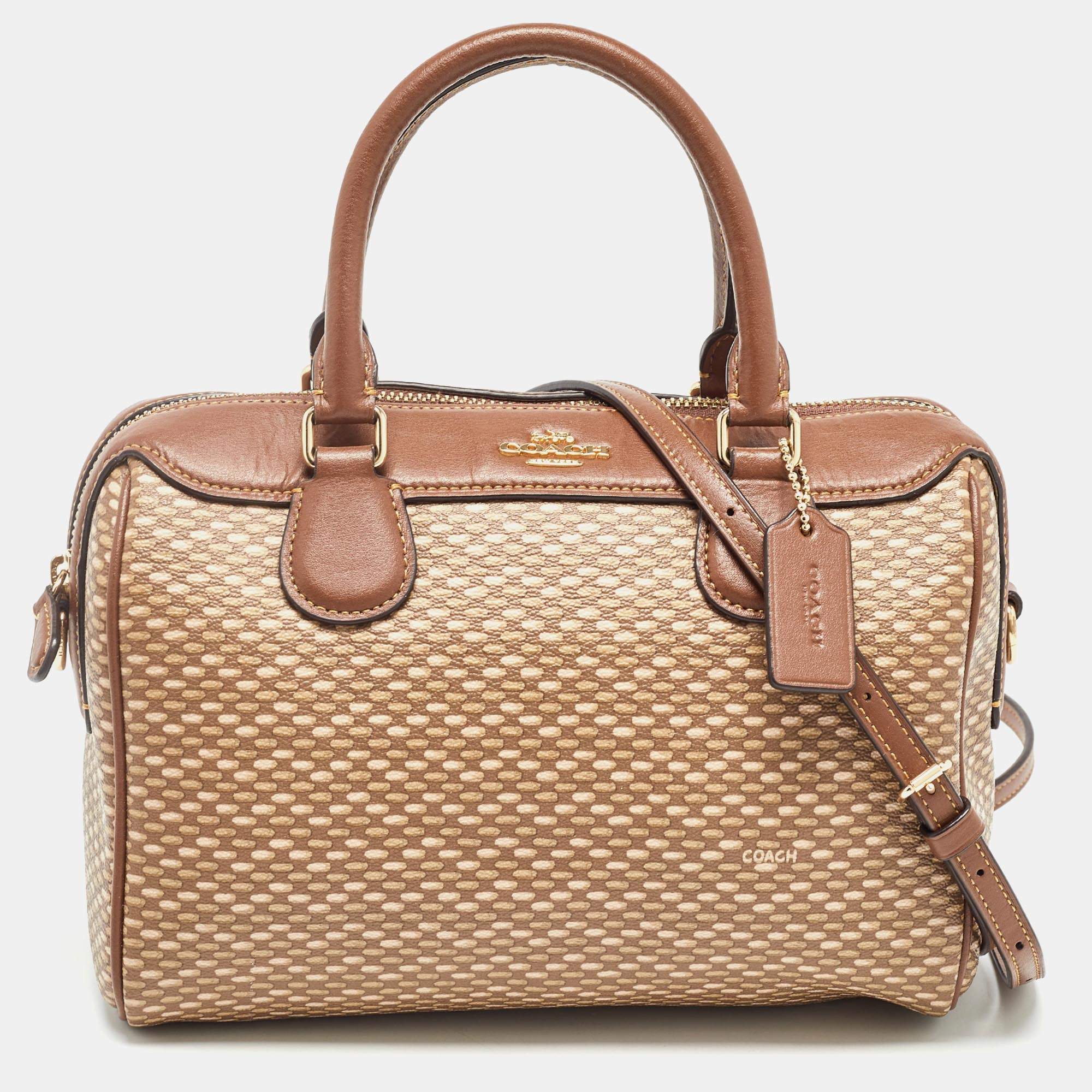 Coach Brown Printed Coated Canvas and Leather Mini Bennett Satchel