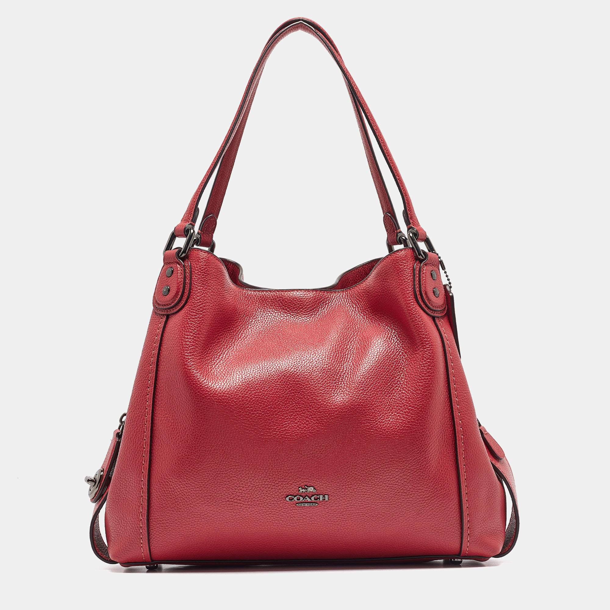 Pre Owned Coach Red Leather Edie 31 Shoulder Bag