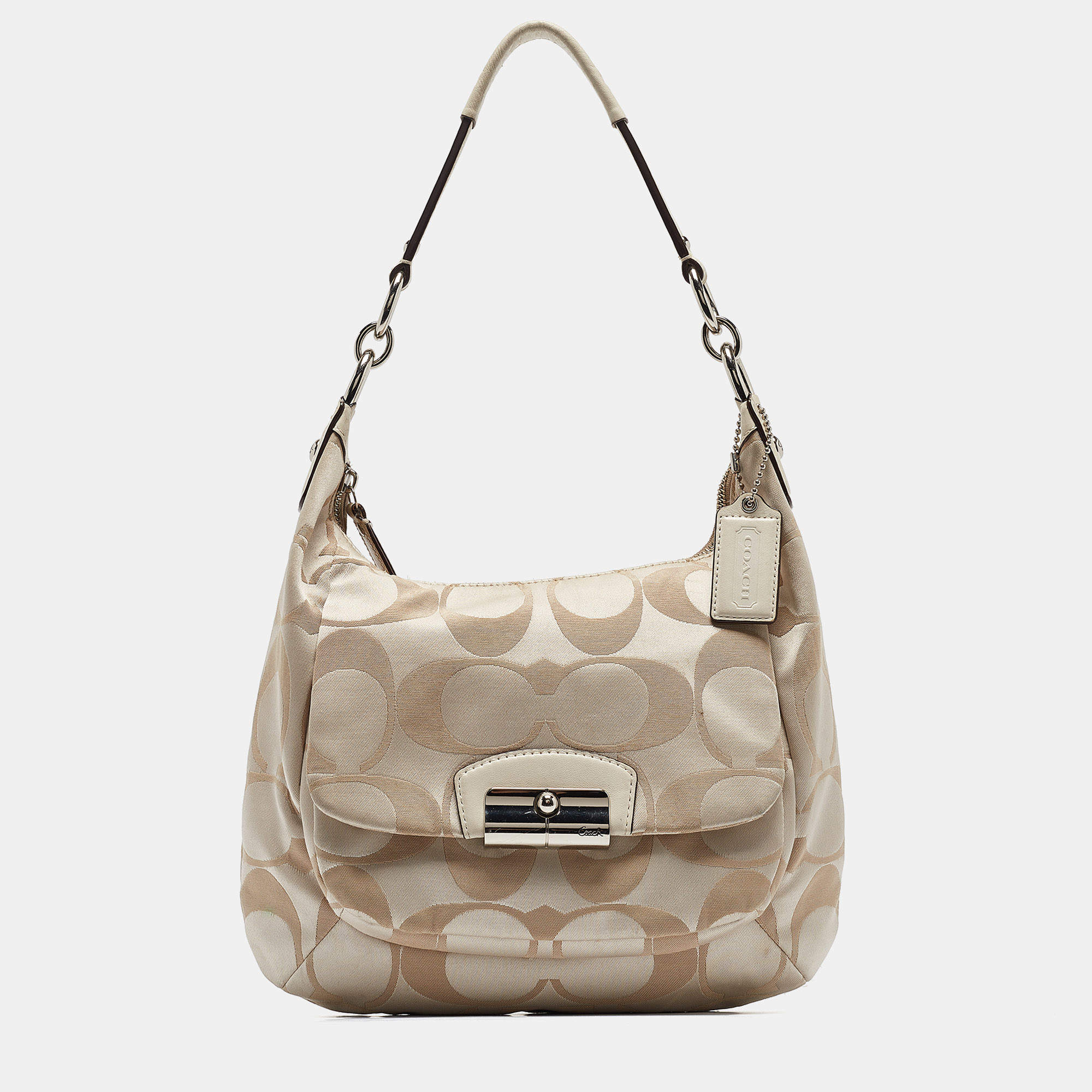 Coach Beige Signature Fabric Kristine Hobo