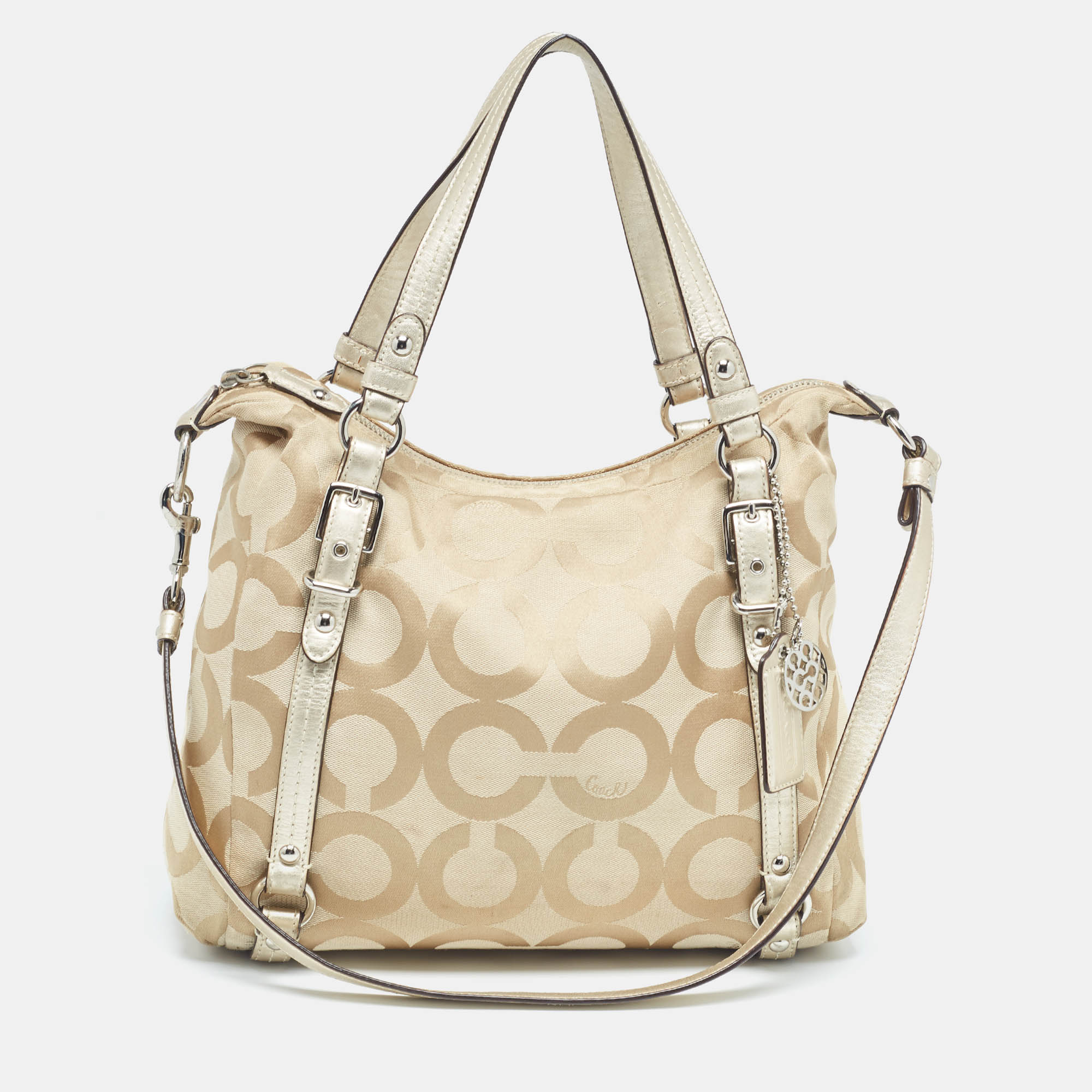 Coach Beige Signature Canvas Shoulder Bag