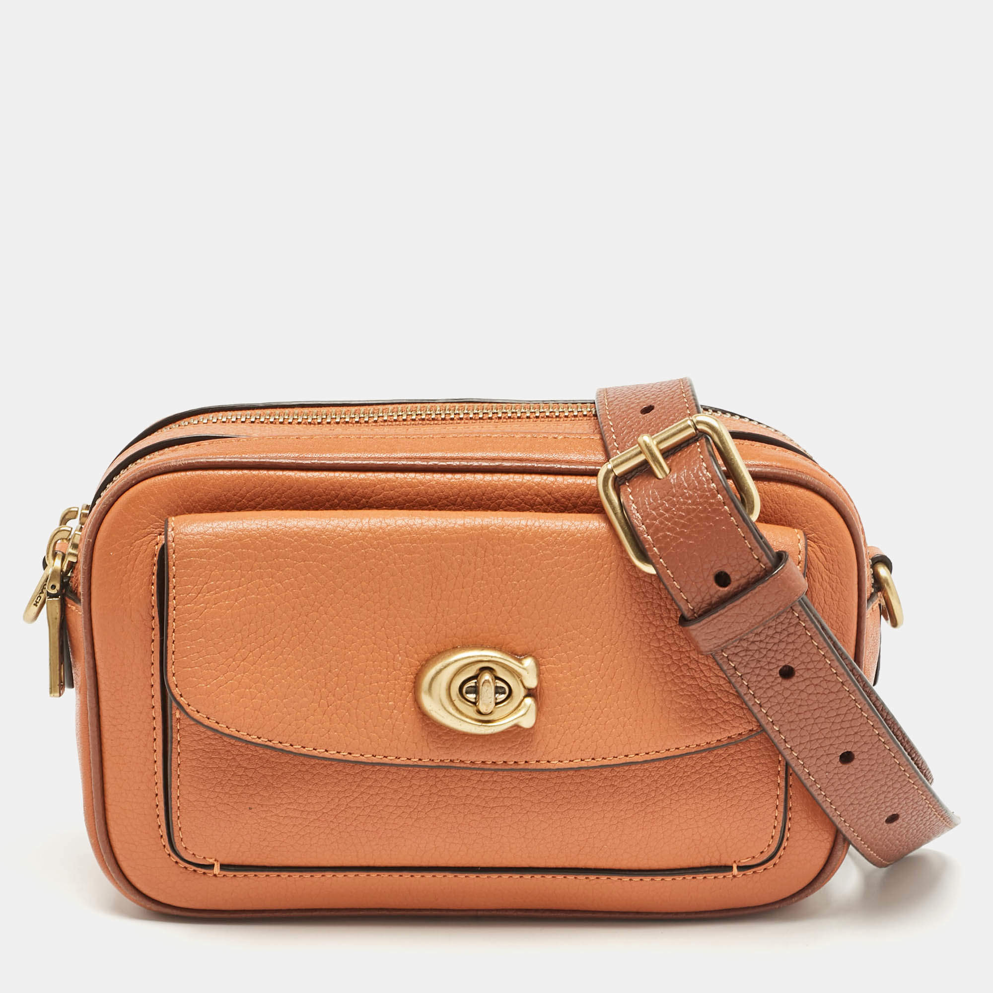 مملوكة مسبقًا Coach Brick Brown Leather Willow Camera Bag