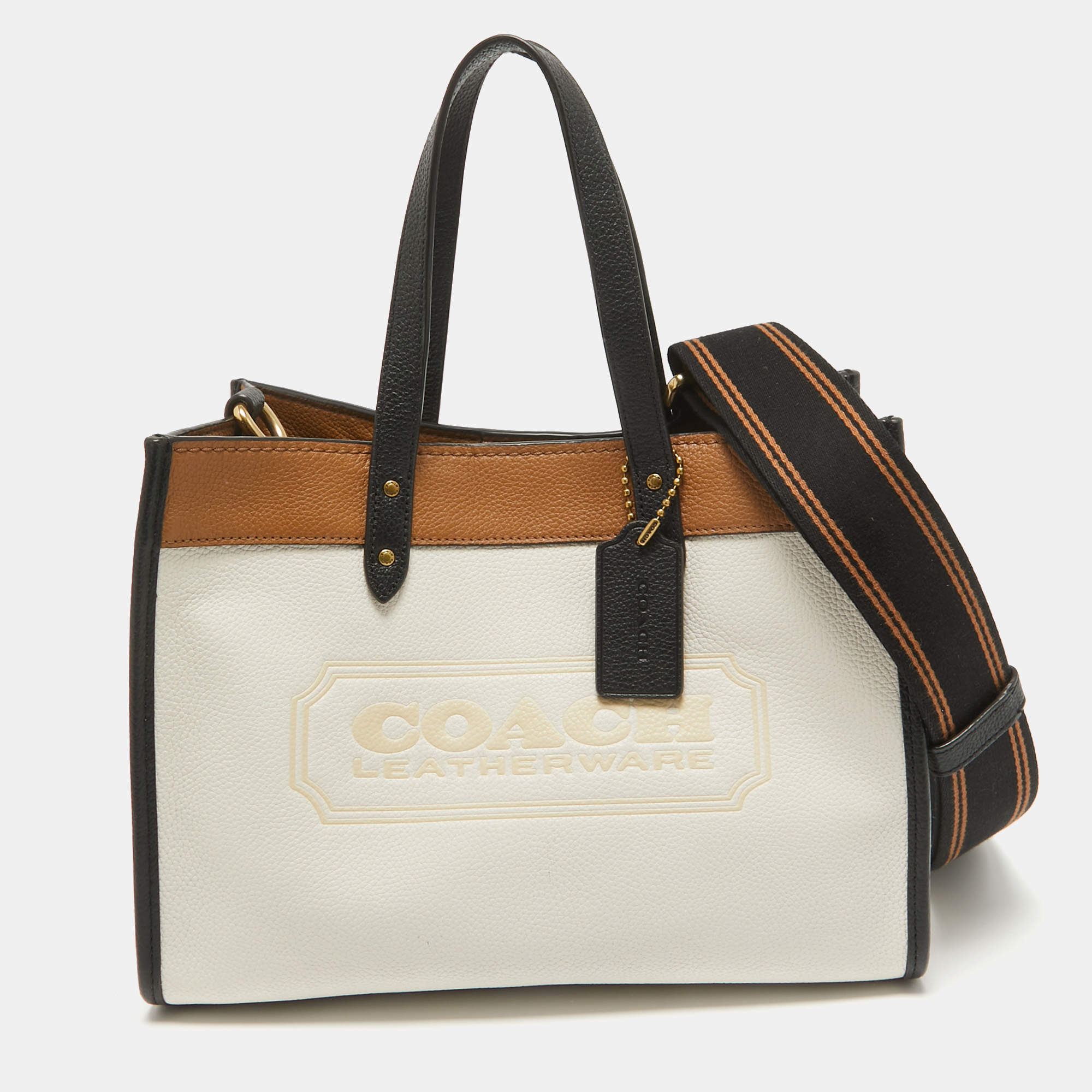 Pre Owned Coach Multicolor Leather Coach Badge Field 30 Tote