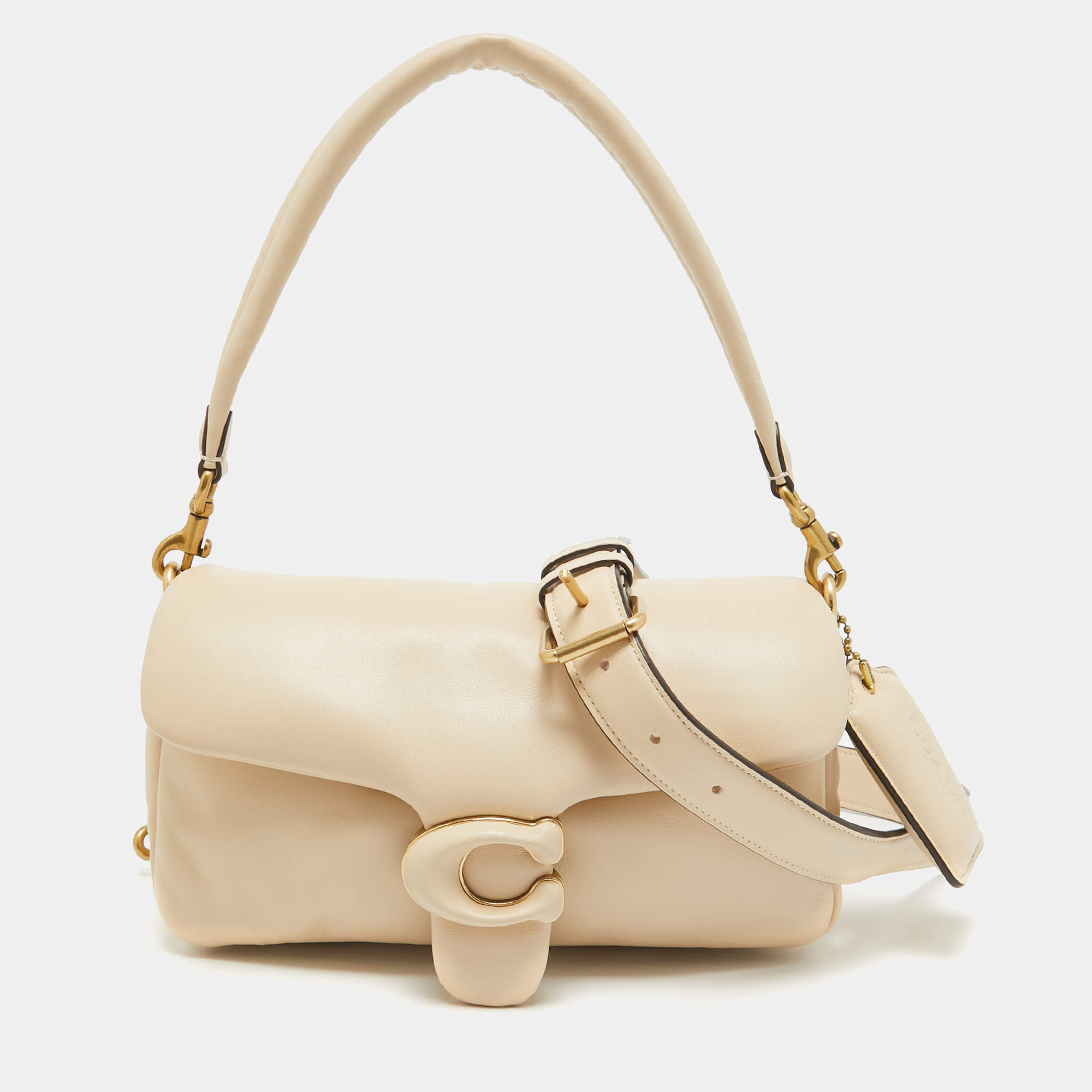 Coach Beige Leather Tabby Pillow 26 Shoulder Bag