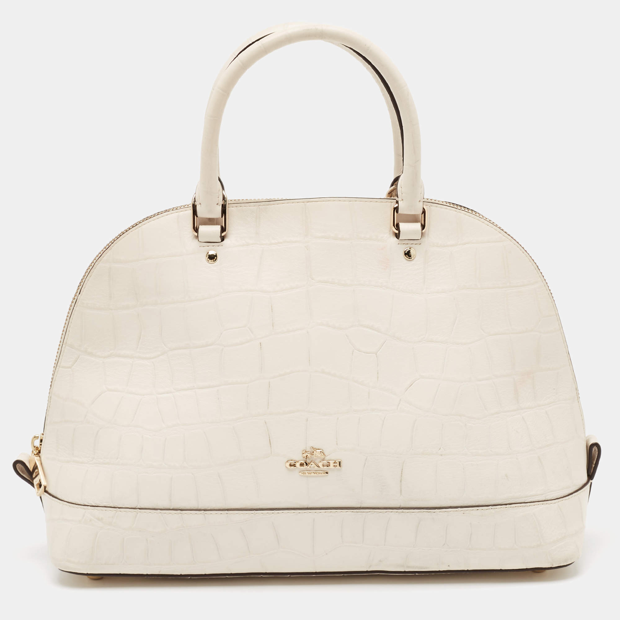 Coach Off White Croc Embossed Leather Sierra Satchel