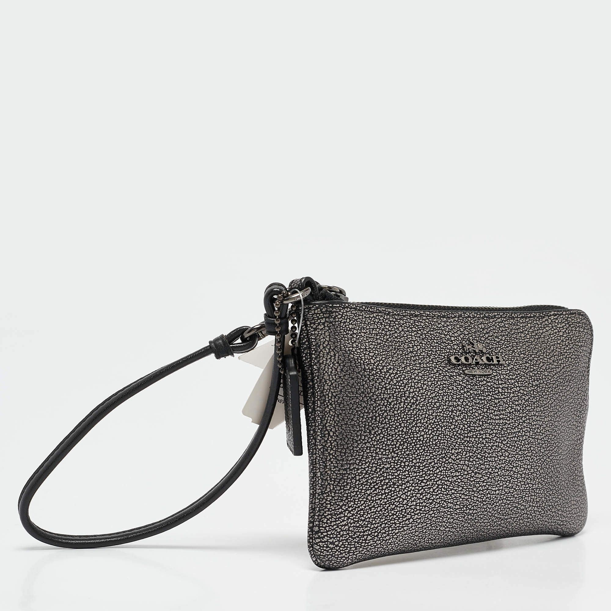 Coach Black Signature Glitter Embossed Leather Boxed