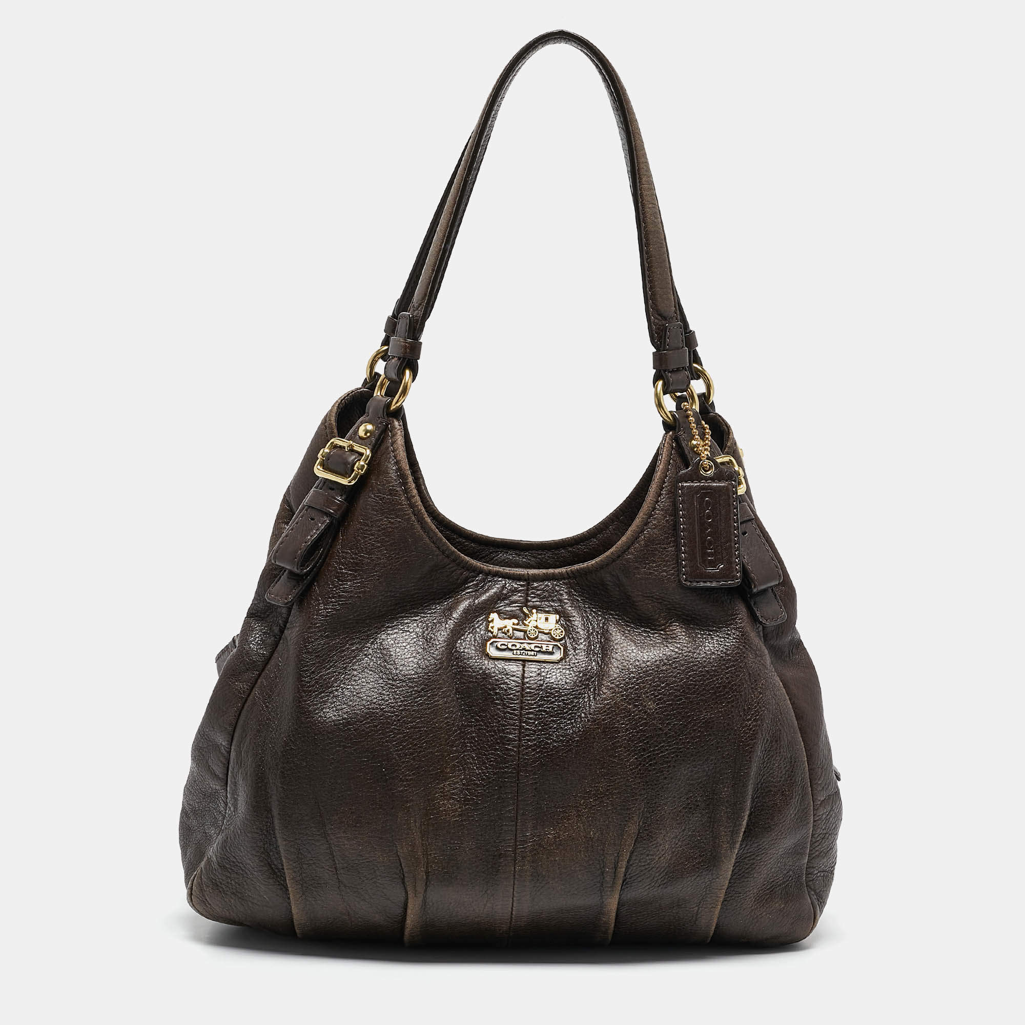 Pre Owned Coach Dark Brown Leather Madison Hobo
