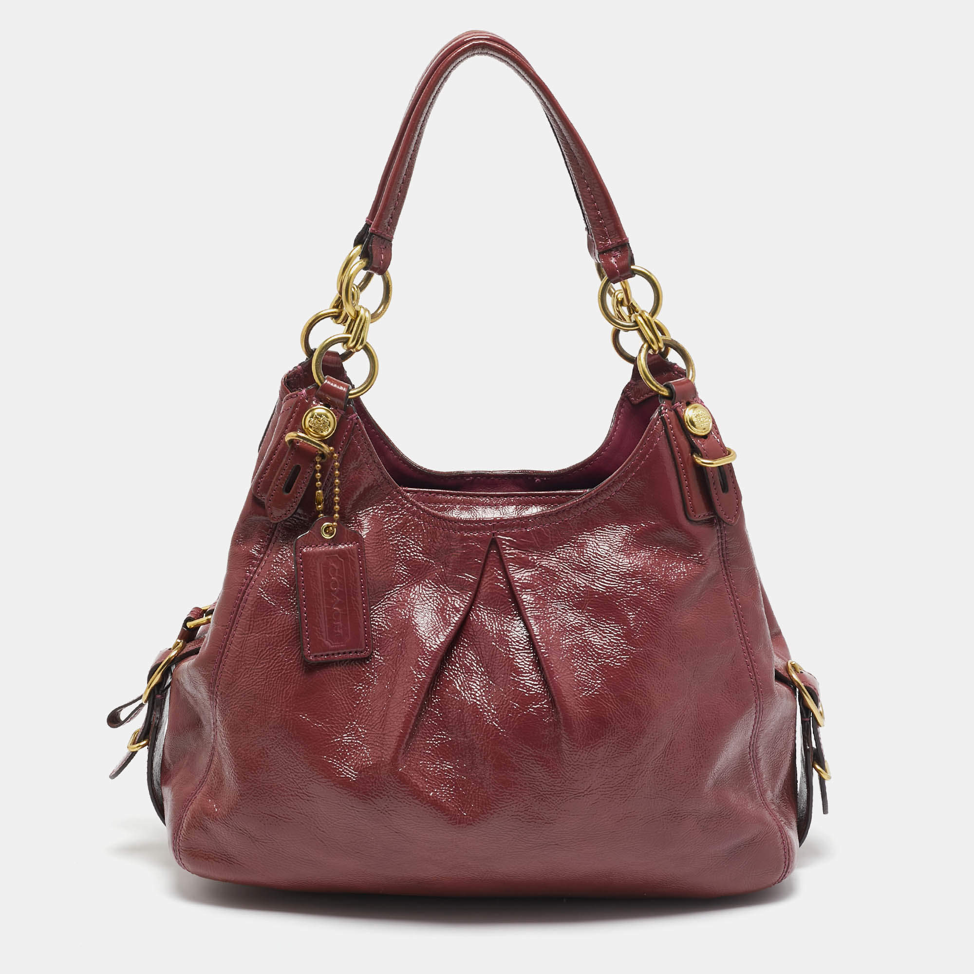 Pre Owned Coach Fuchsia Patent Leather Maggie Mia Shoulder Bag