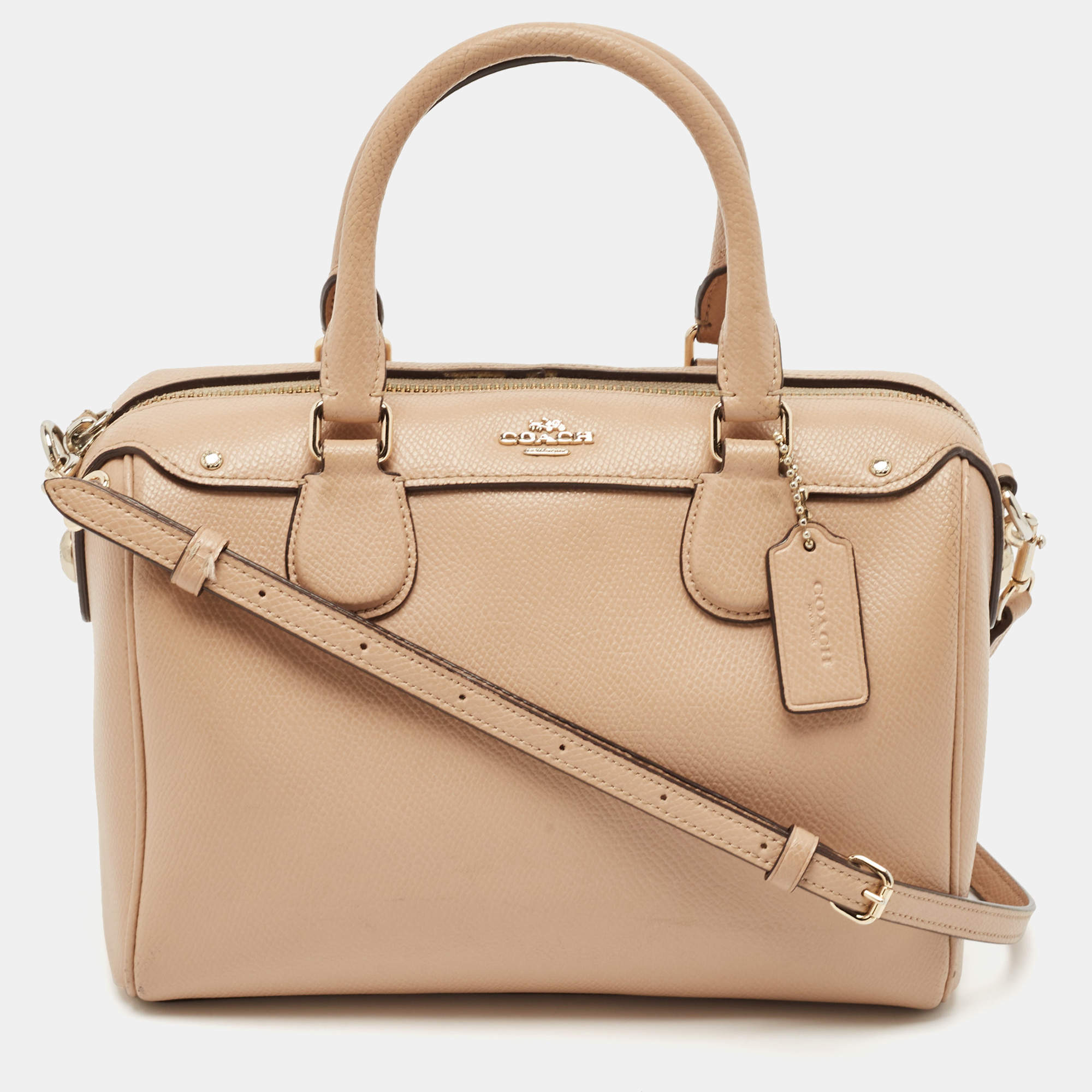 Coach Beige Leather Mini Bennett Satchel