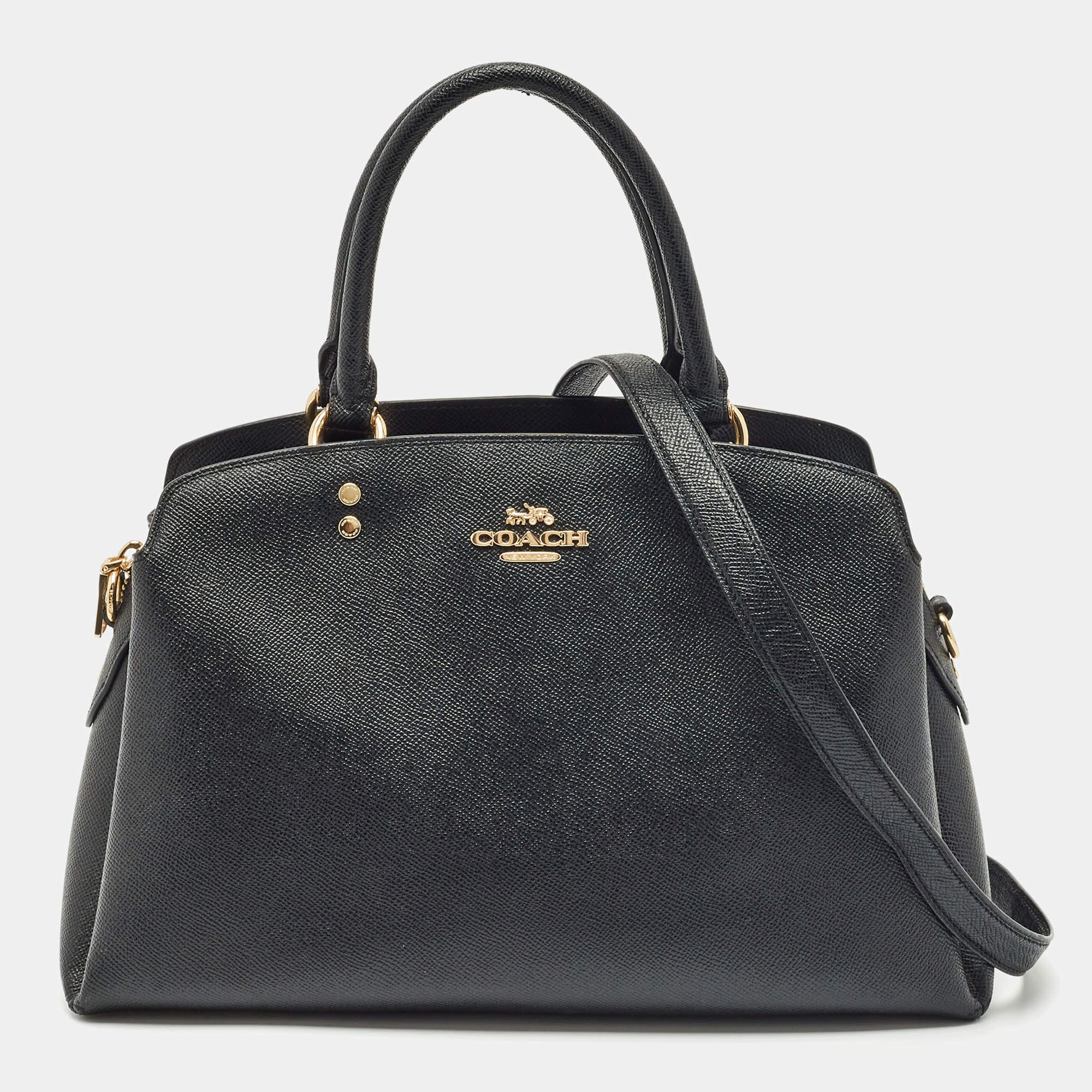 Coach Black Leather Lillie Carryall Satchel