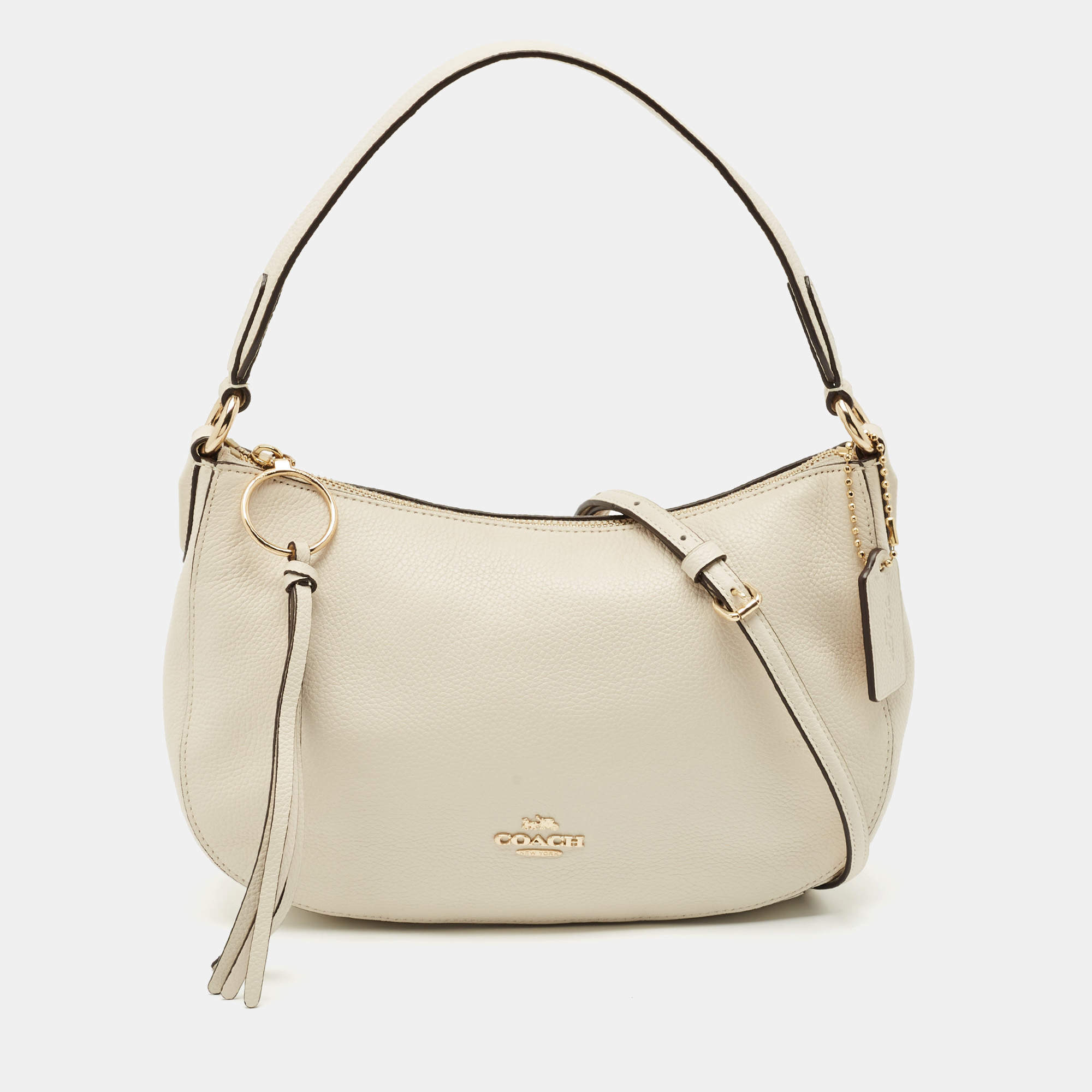 Pre Owned Coach Chalk White Leather Sutton Crossbody Bag