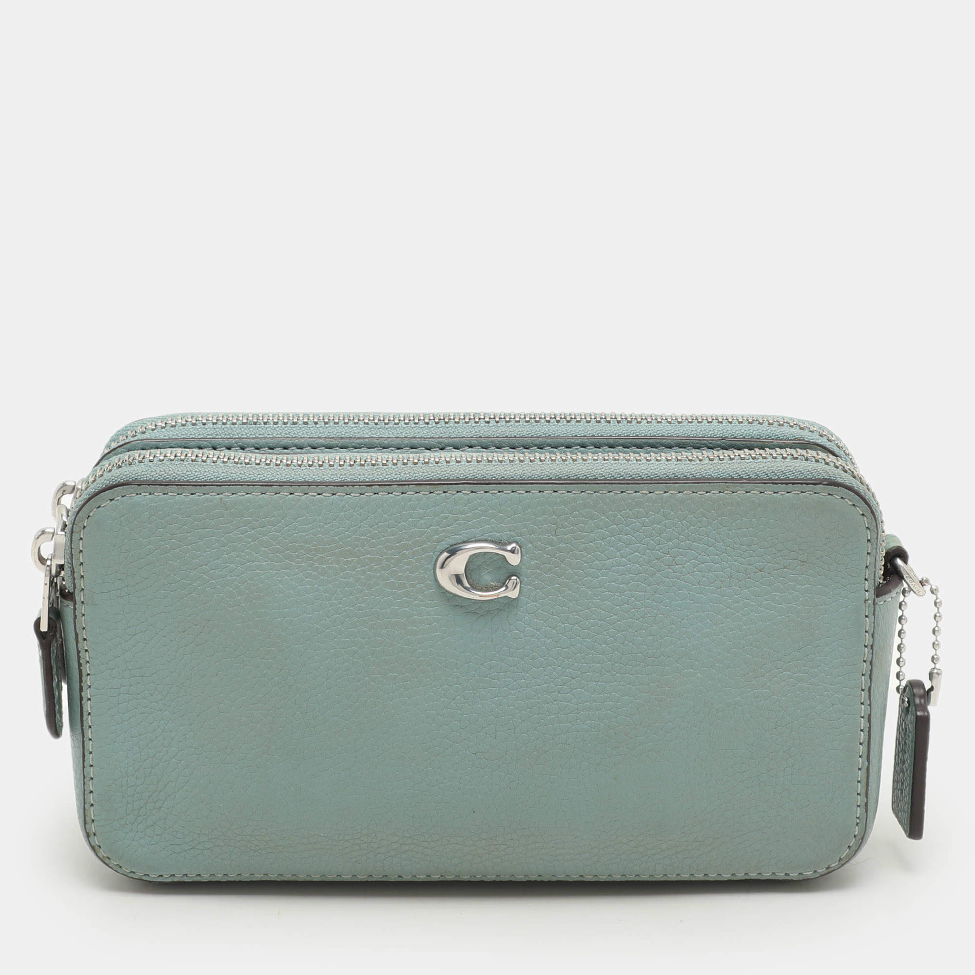 Coach Green Leather Kira Double Zip Crossbody Bag