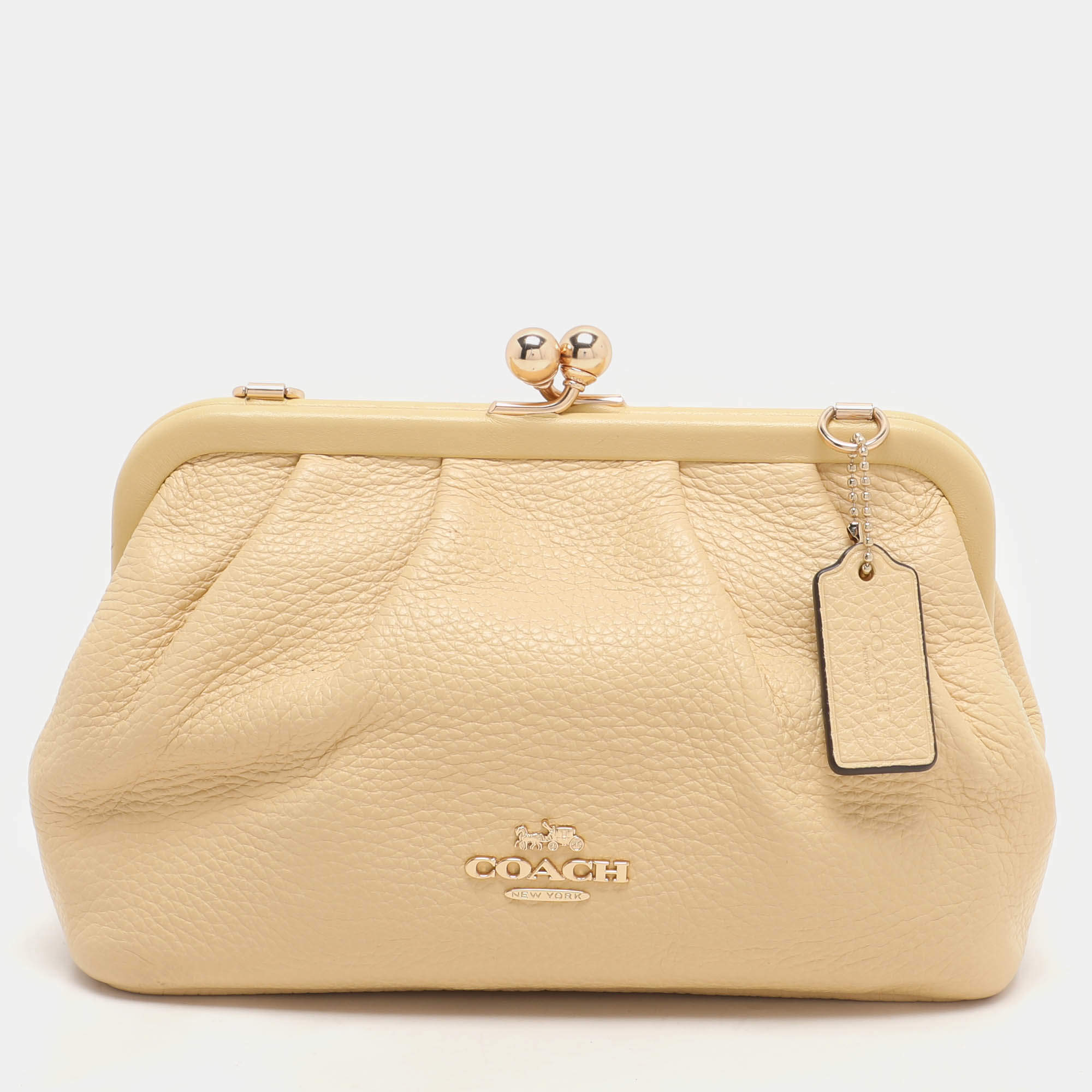 Coach Yellow Leather Nora Kisslock Crossbody Bag