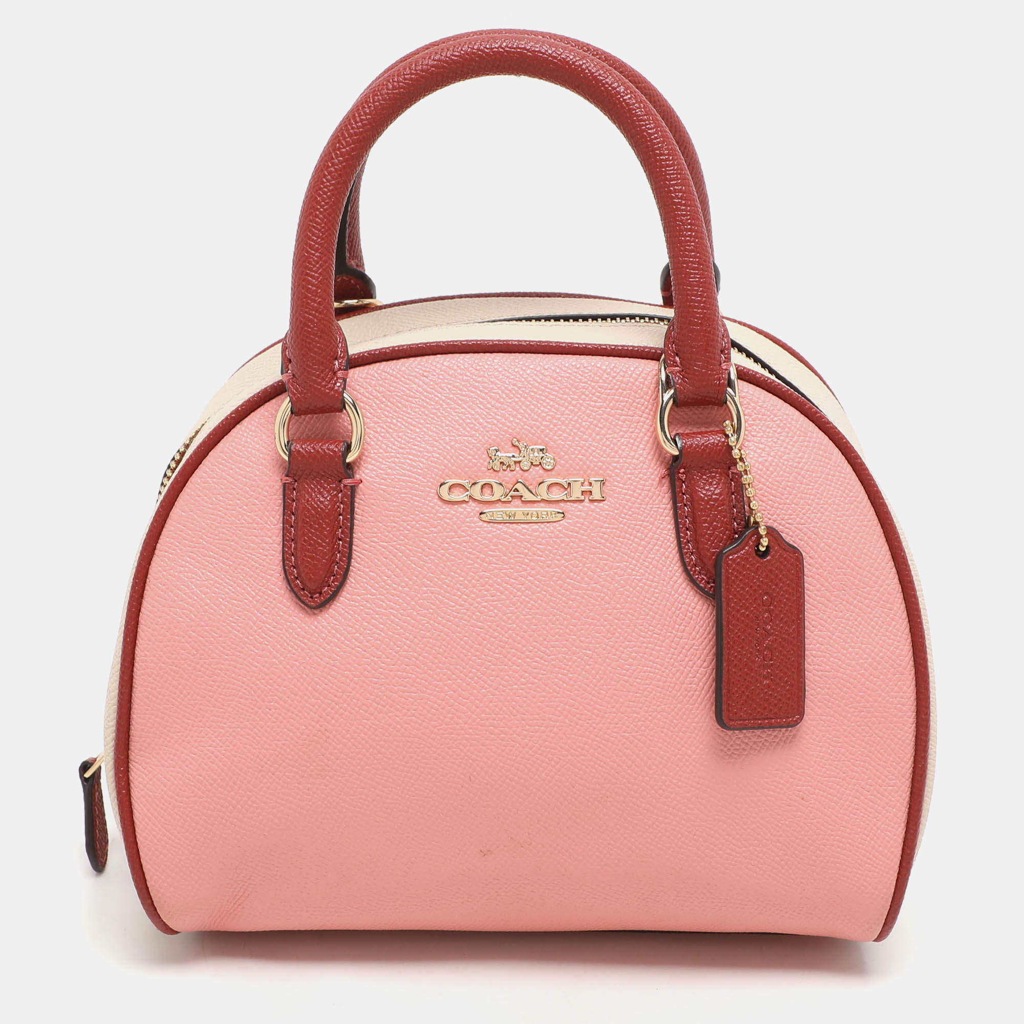 Coach Tri-Color Beige Leather Sydney Satchel