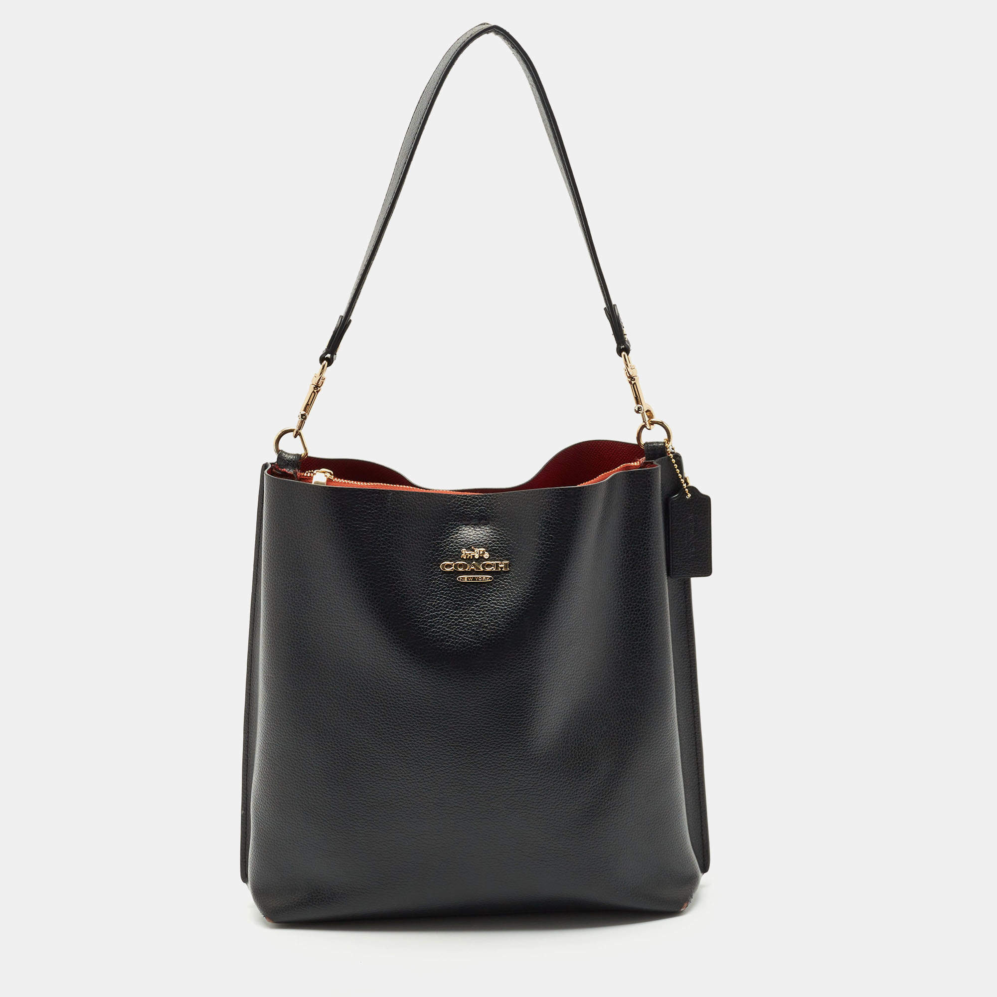 Coach Black Leather Mollie Bucket Bag