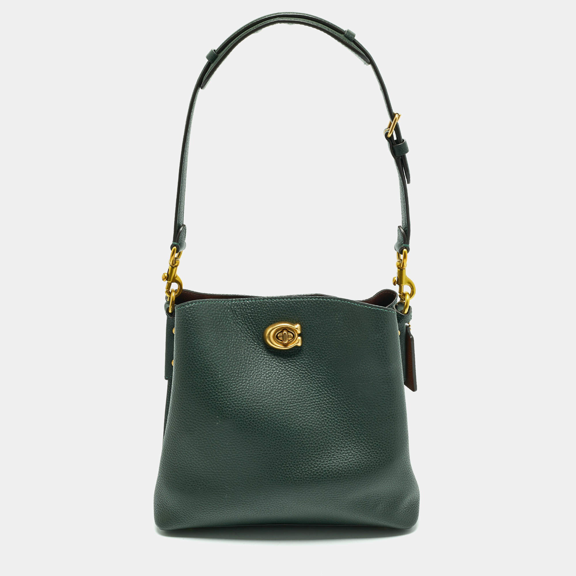 مملوكة مسبقًا حقيبة دلو كوتش جلد أخضر داكن ويلو