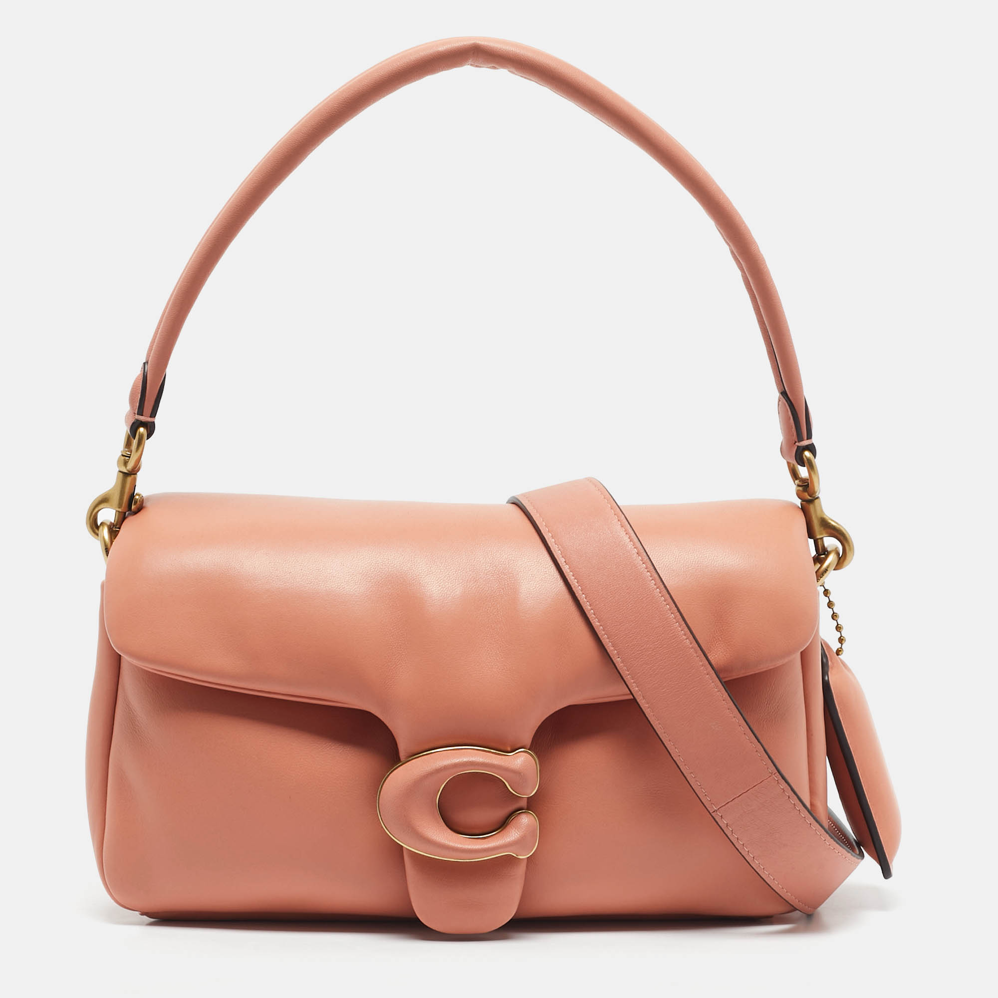 Pre Owned Coach Brown Pink Leather Pillow Tabby Shoulder Bag 26 